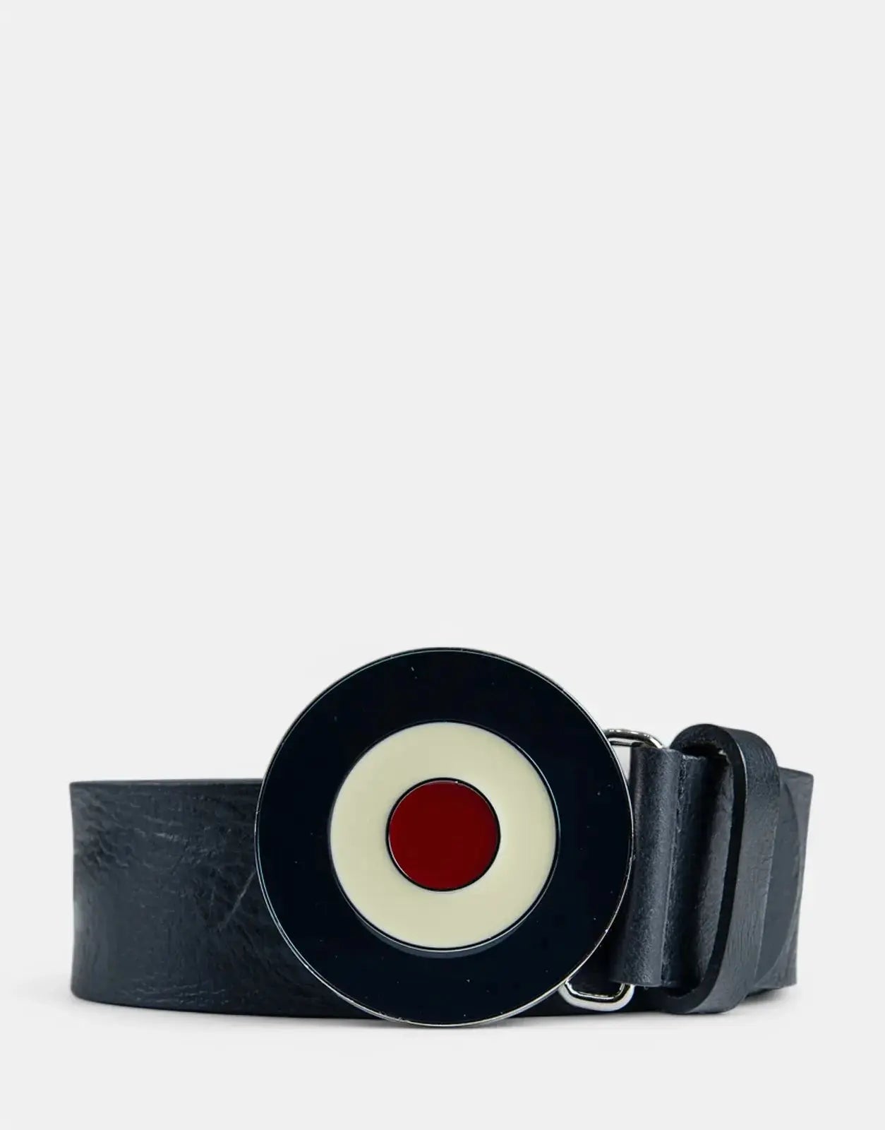 Ben Sherman Distressed Leather Target Buckle Black Belt - Subwear