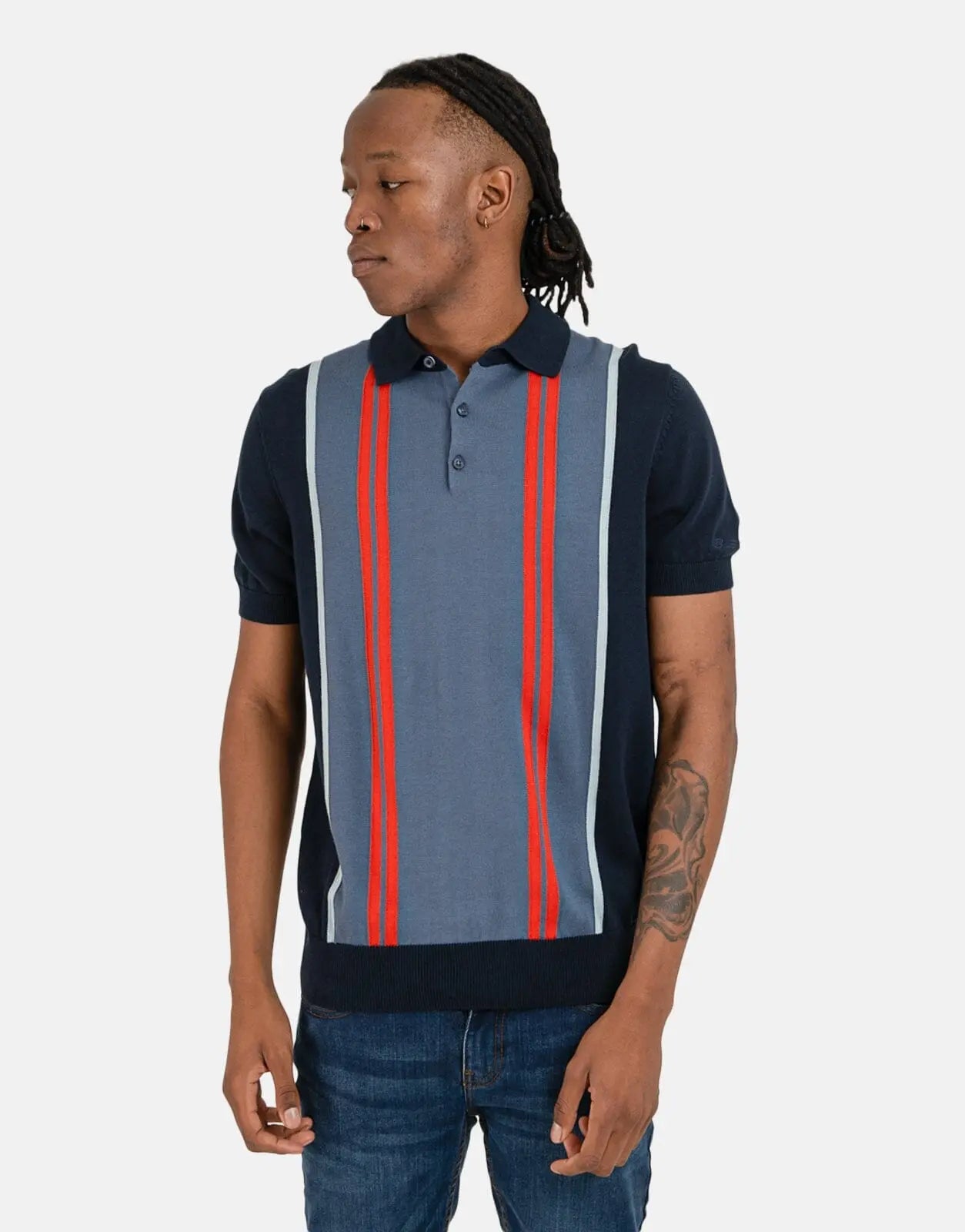 Ben Sherman Vertical Stripe Polo Shirt DKN - Subwear