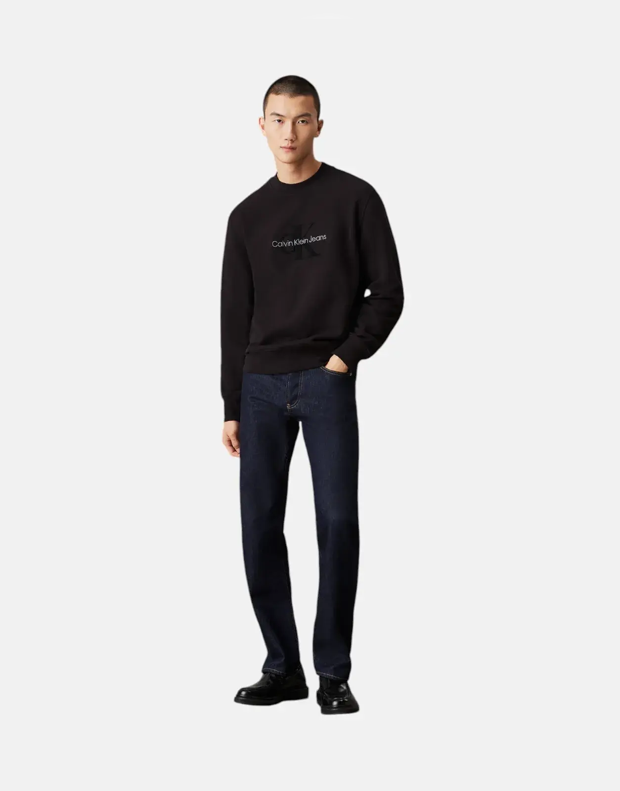 Calvin Klein Chenille Monologo Black Crew T-Shirt - Subwear