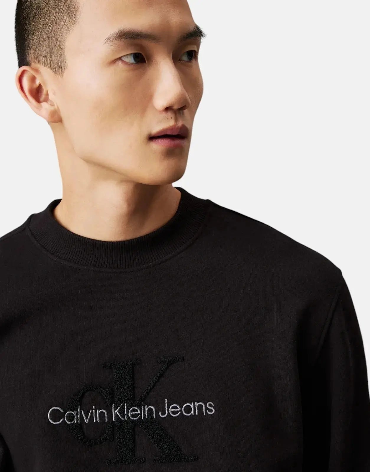 Calvin Klein Chenille Monologo Black Crew T-Shirt - Subwear