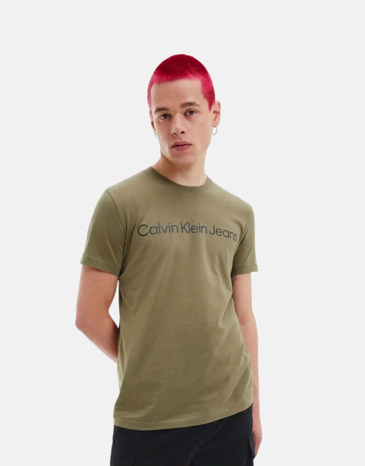 Calvin Klein Institutional Logo Slim Olive T-Shirt - Subwear