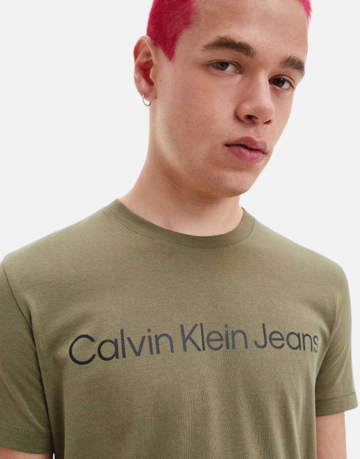 Calvin Klein Institutional Logo Slim Olive T-Shirt - Subwear