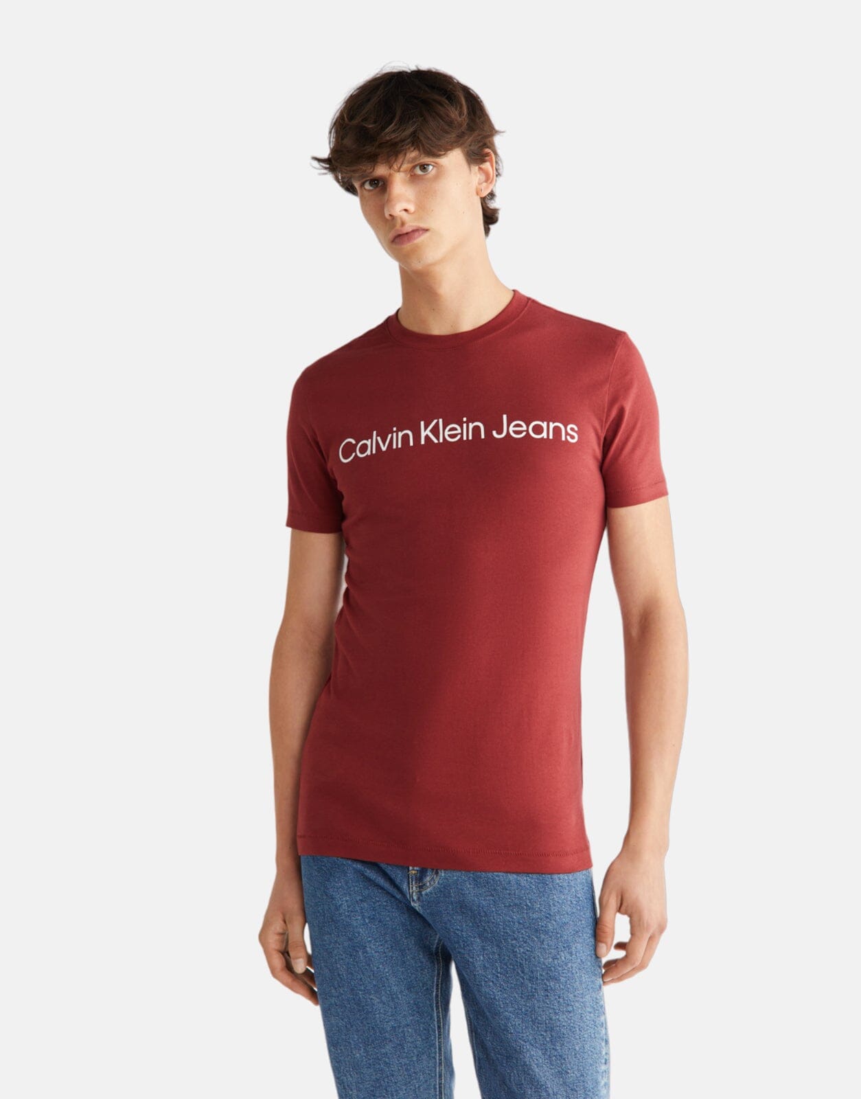 Calvin Klein Institutional Logo Slim Red T-Shirt - Subwear