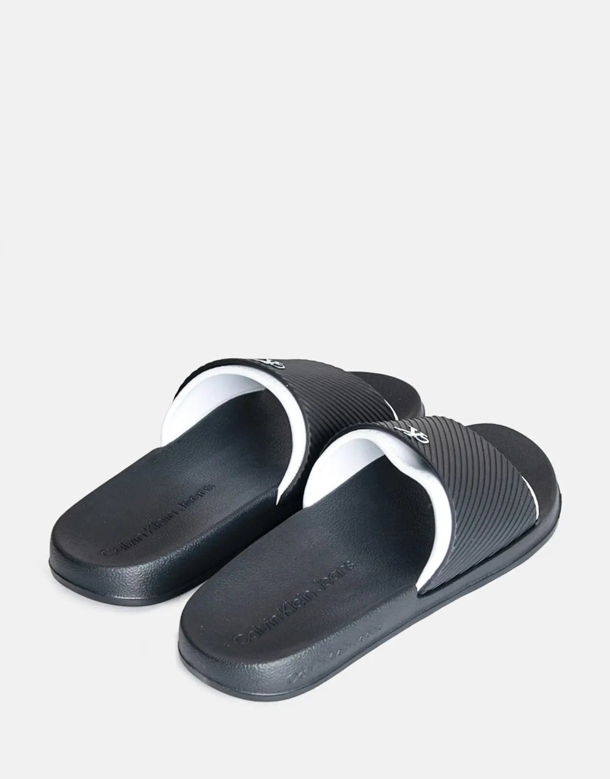 Calvin Klein Neoprene Text Rubber Black/White Slides - Subwear