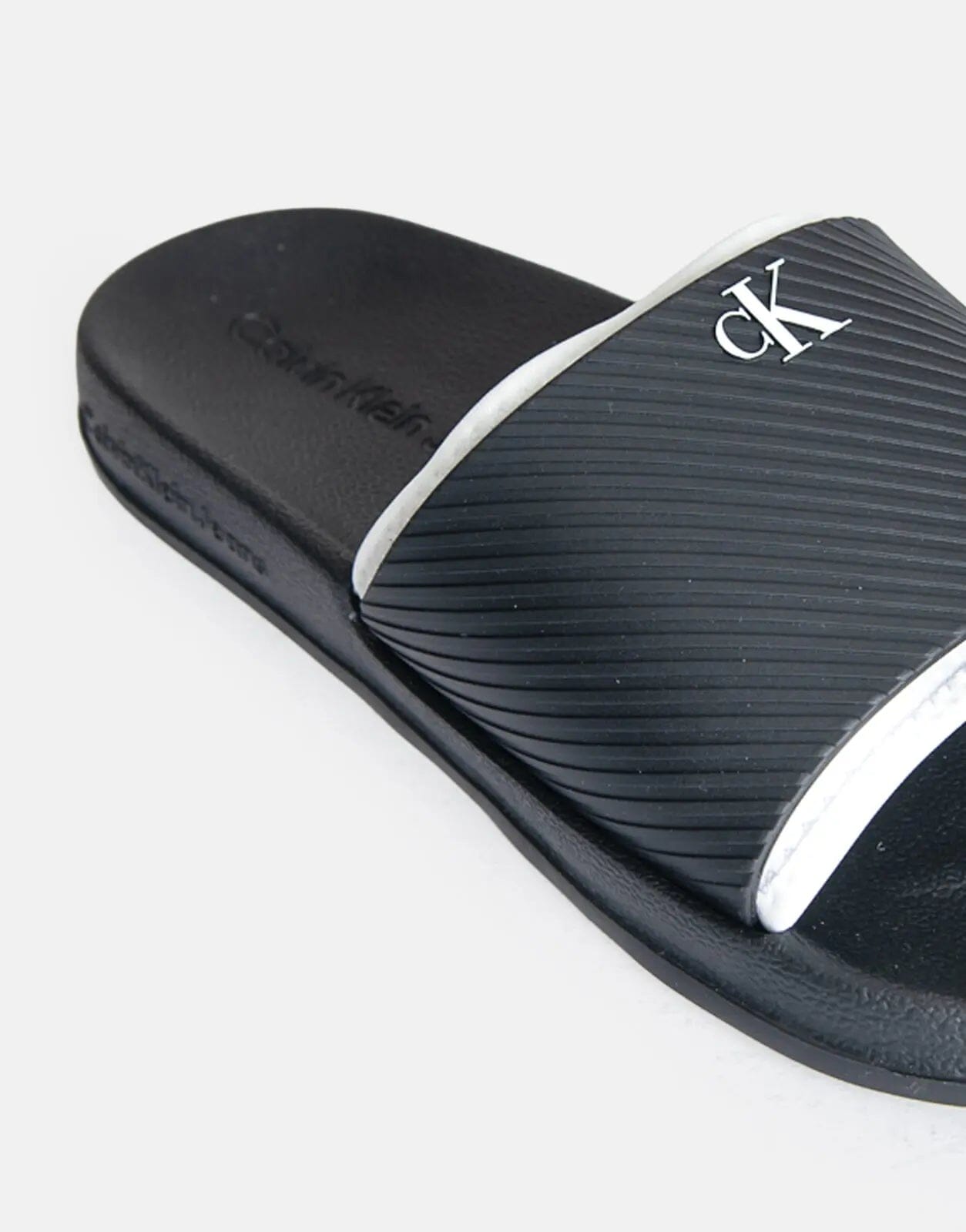 Calvin Klein Neoprene Text Rubber Black/White Slides - Subwear
