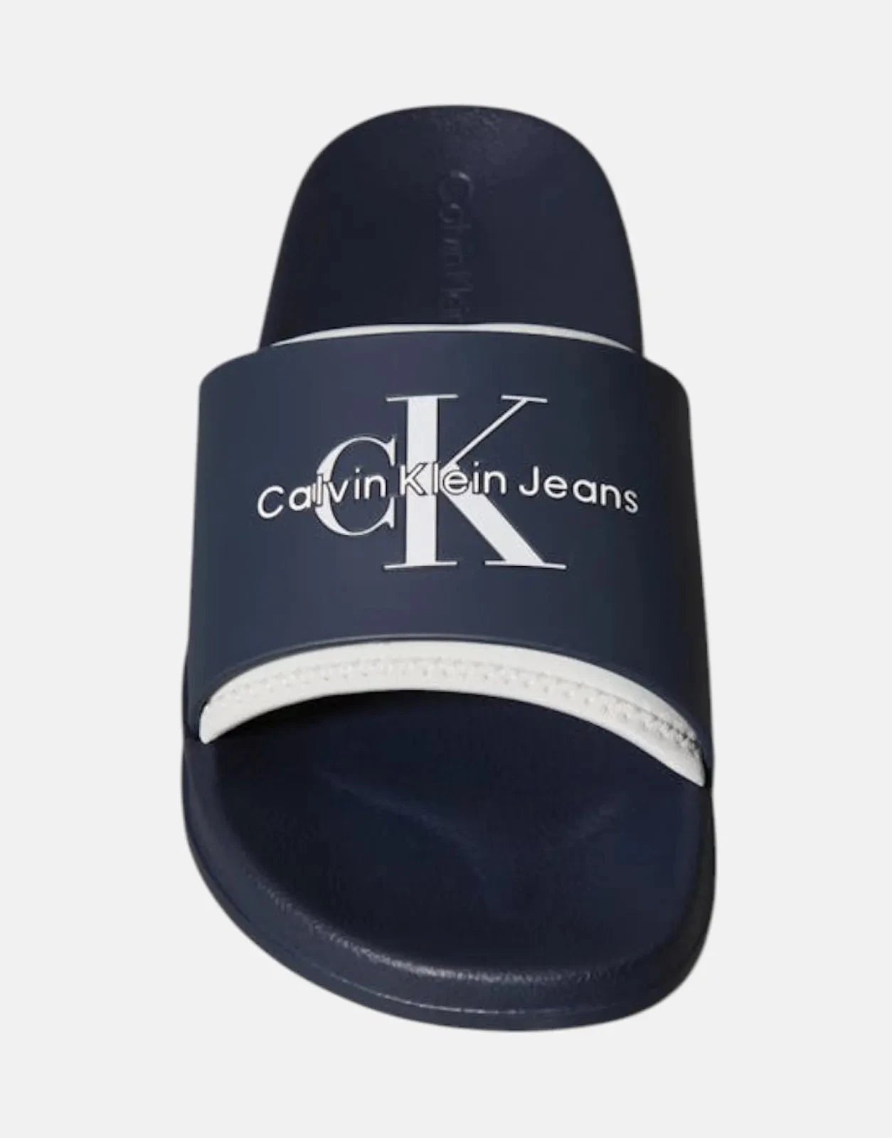 Calvin Klein Rubber Neoprene Monologo Navy Slides - Subwear