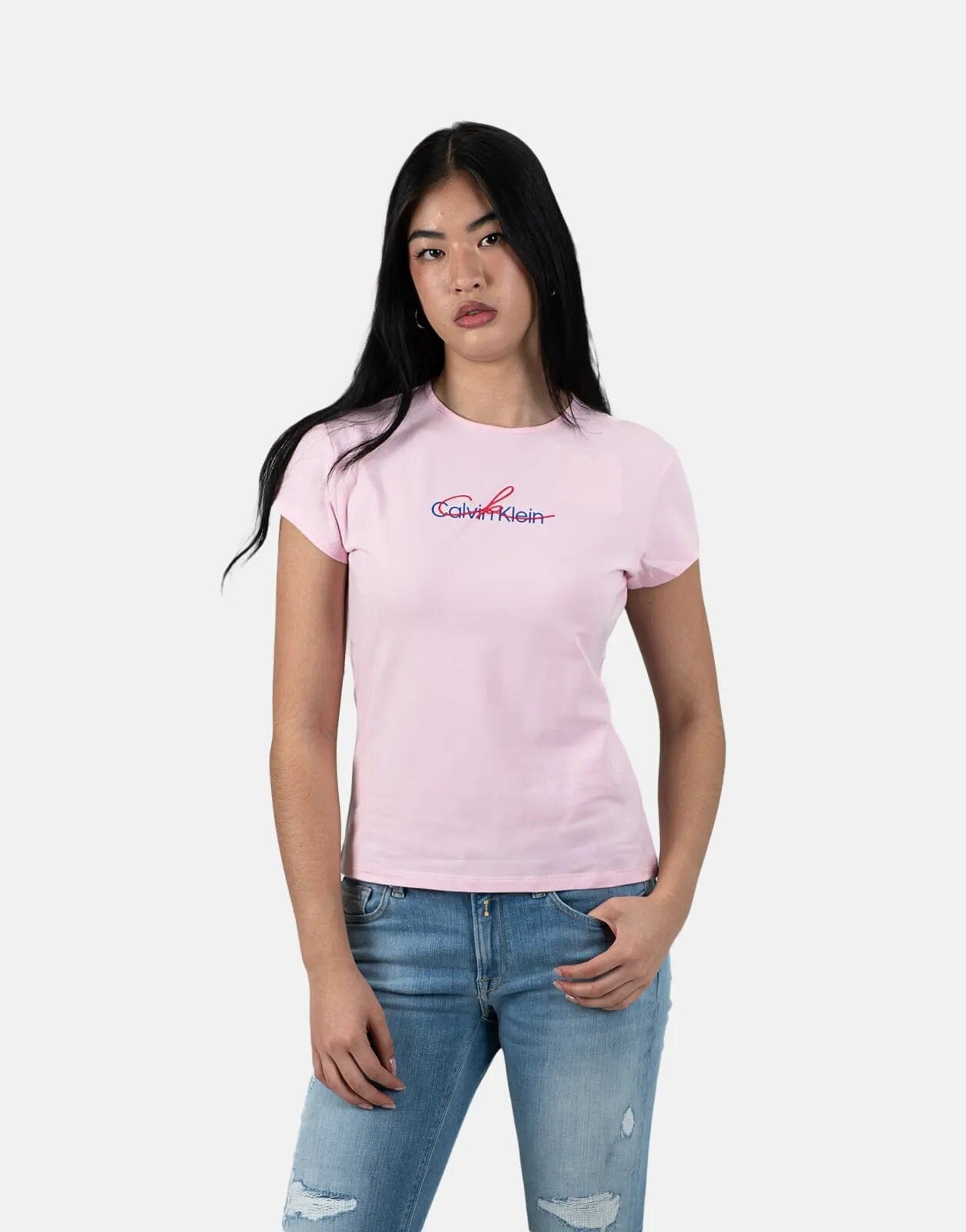 Calvin Klein Slim Script CK Logo Pink T-Shirt - Subwear