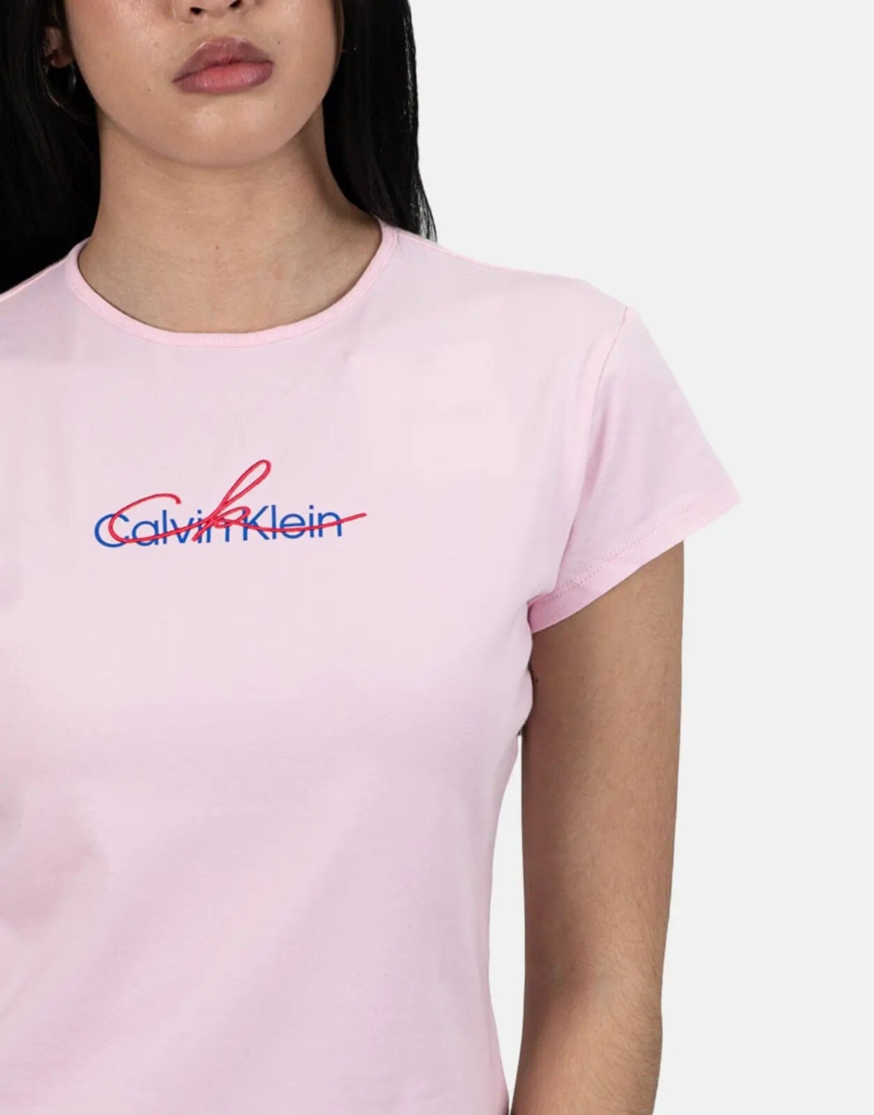 Calvin Klein Slim Script CK Logo Pink T-Shirt - Subwear