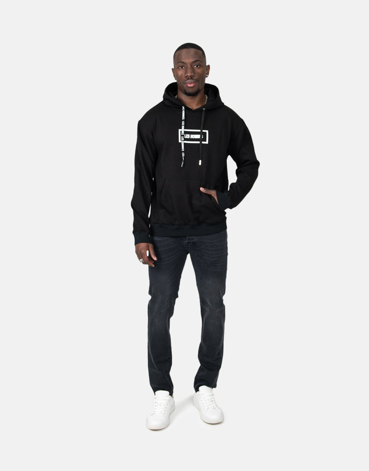 Les Hommes Box Print Black Hoodie - Subwear