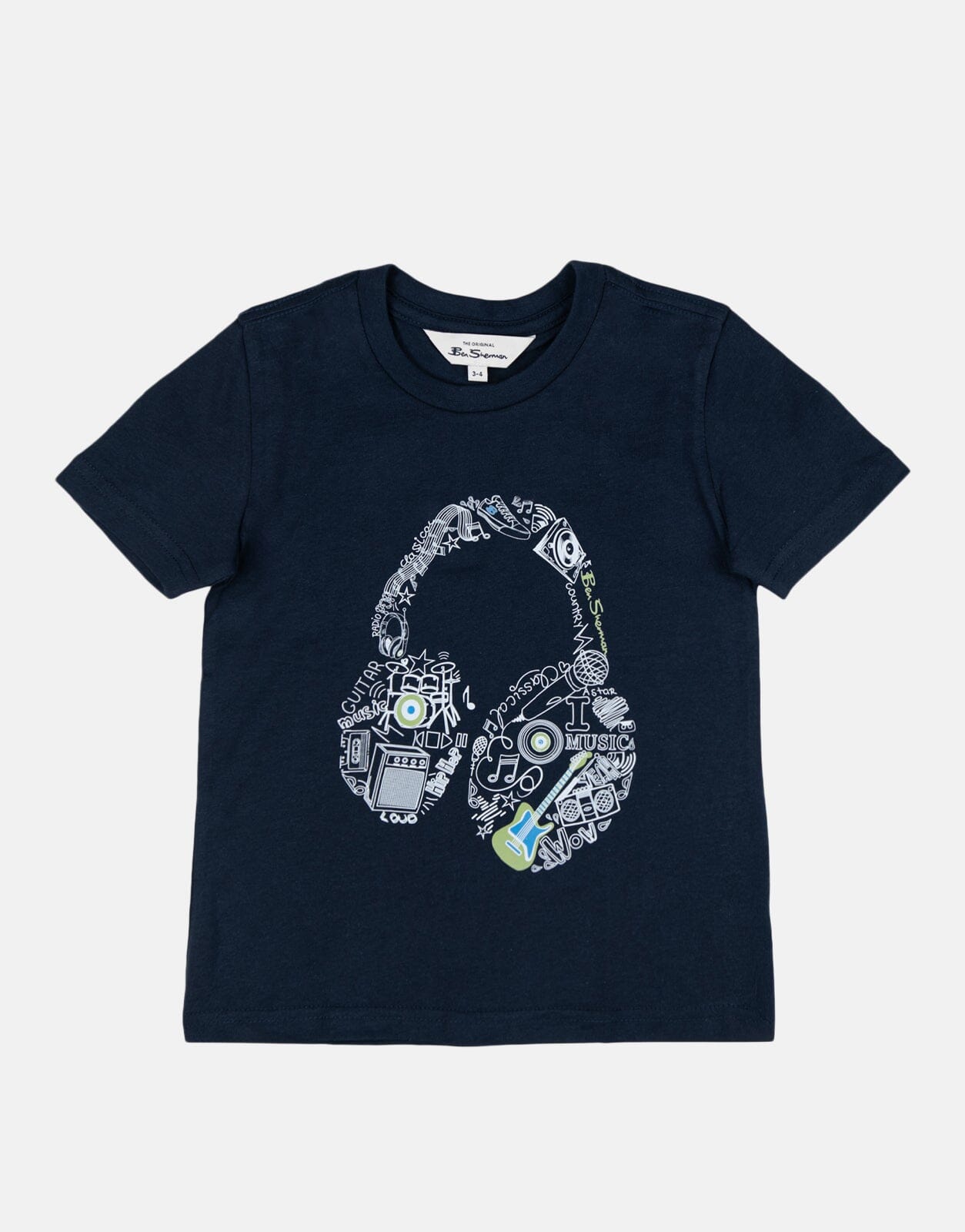 Ben Sherman Kids Typography Headphones Navy T-Shirt - Subwear