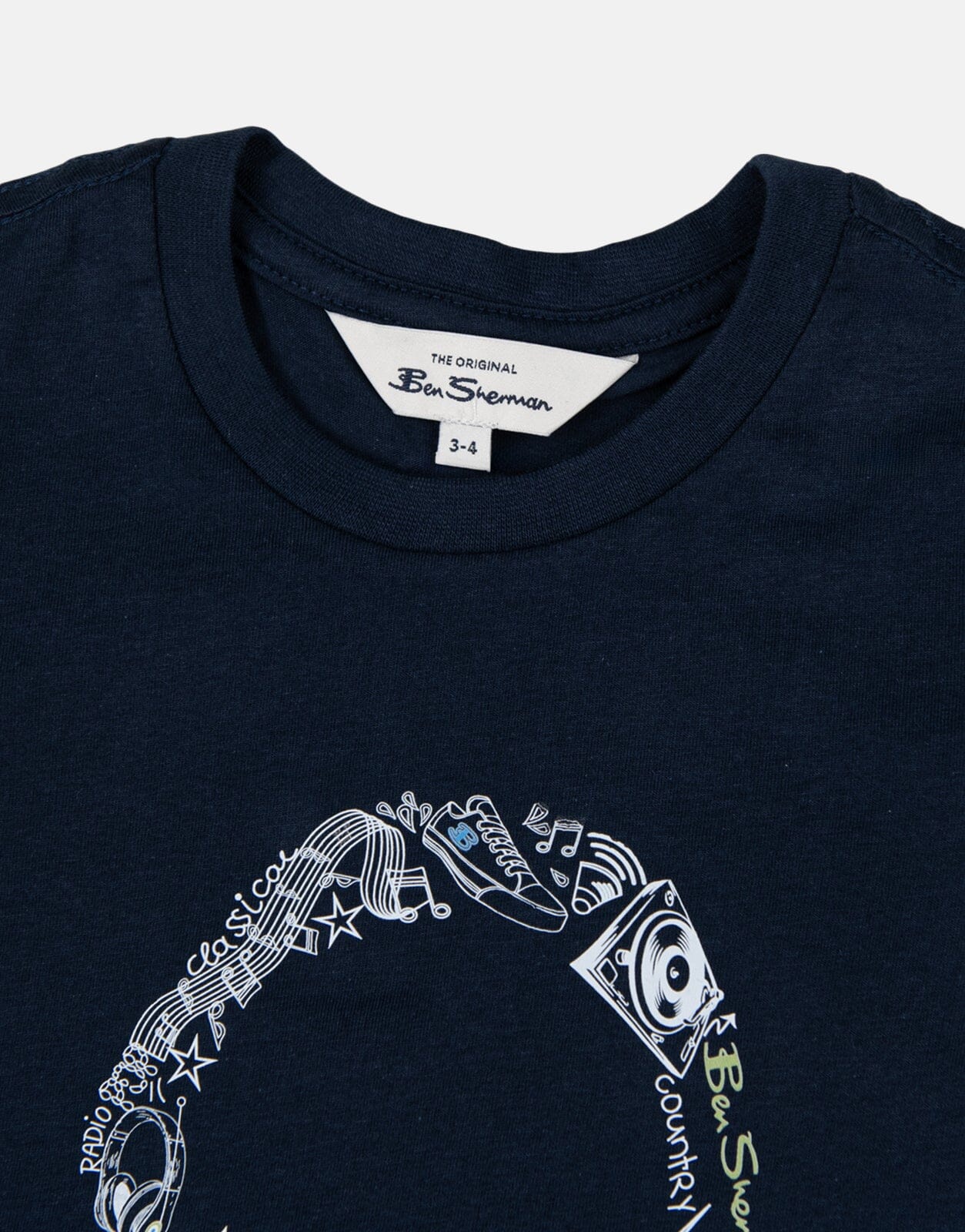 Ben Sherman Kids Typography Headphones Navy T-Shirt - Subwear