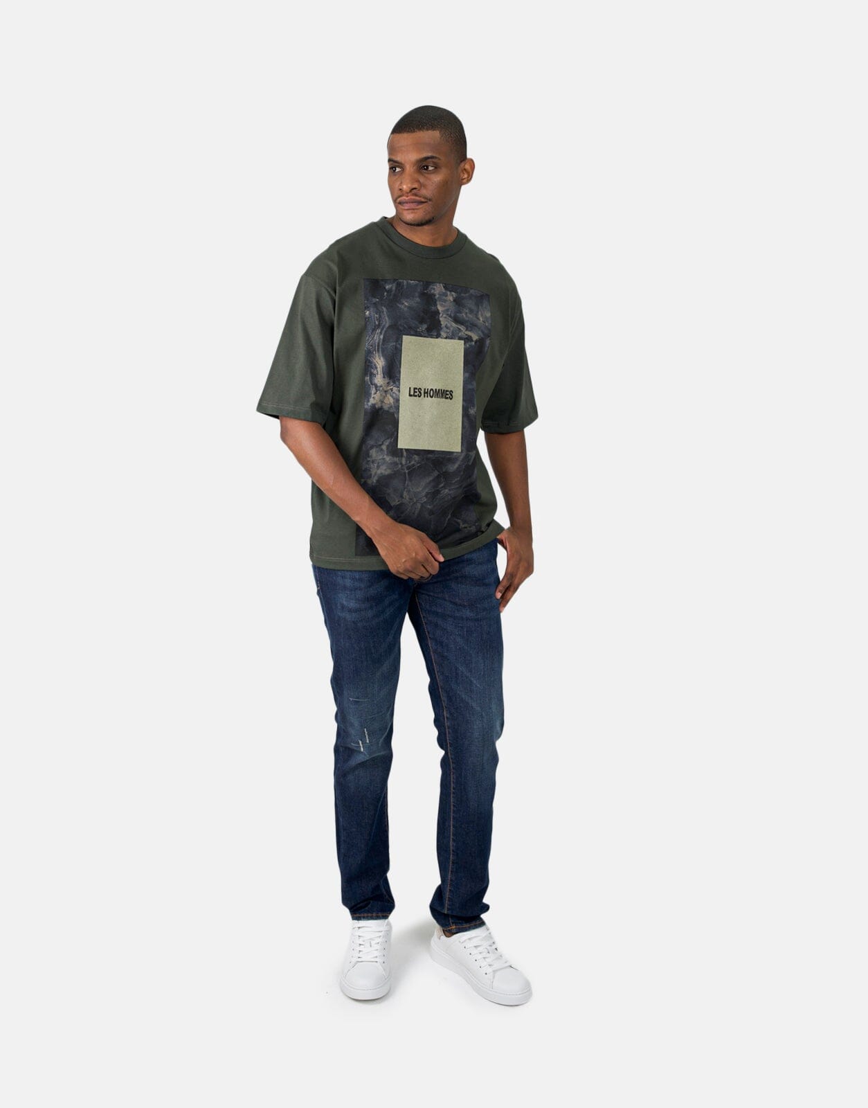 Les Hommes Green Square Mil Green T-Shirt - Subwear
