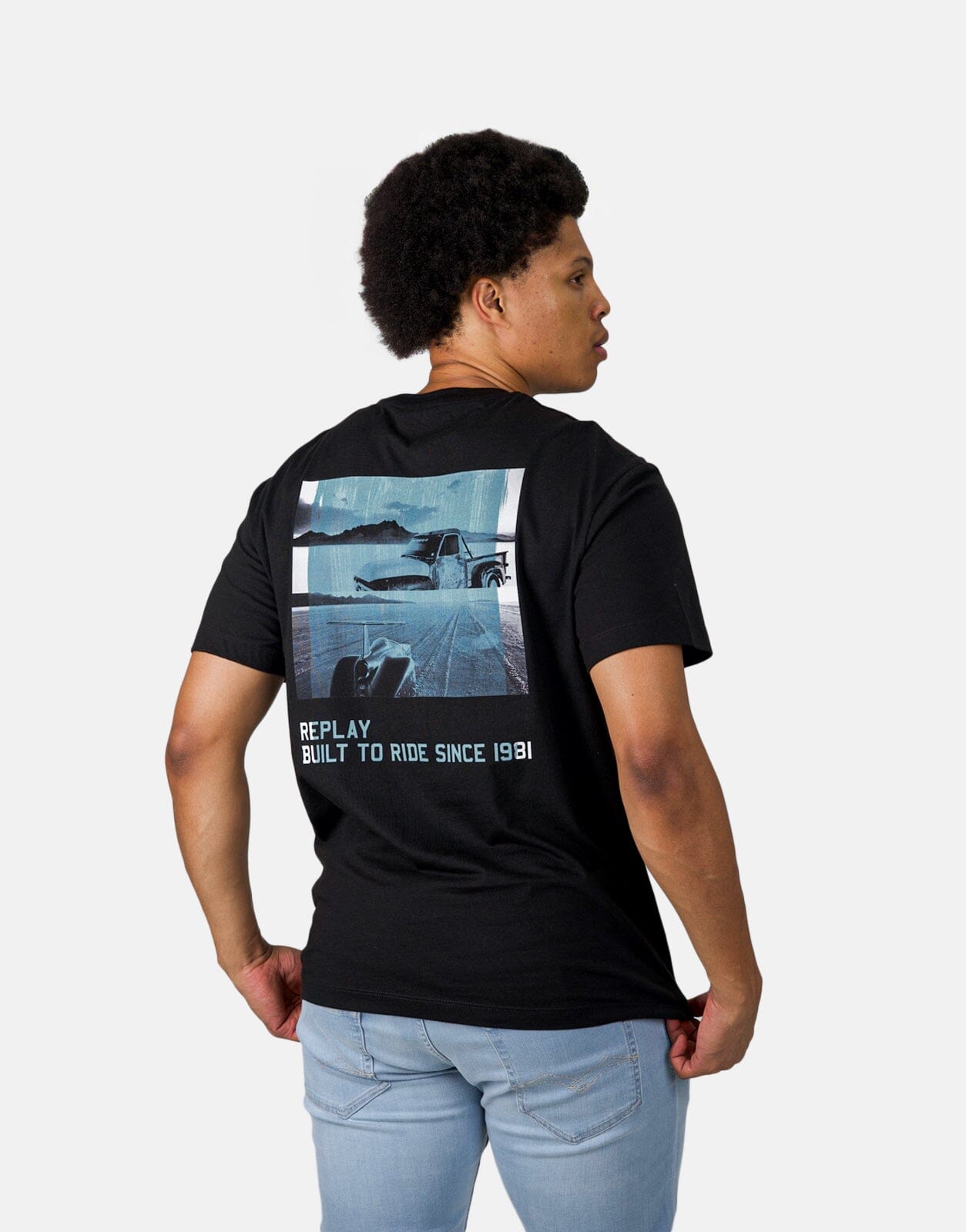 Replay Retro Motoring Back Graphic Black T-Shirt - Subwear