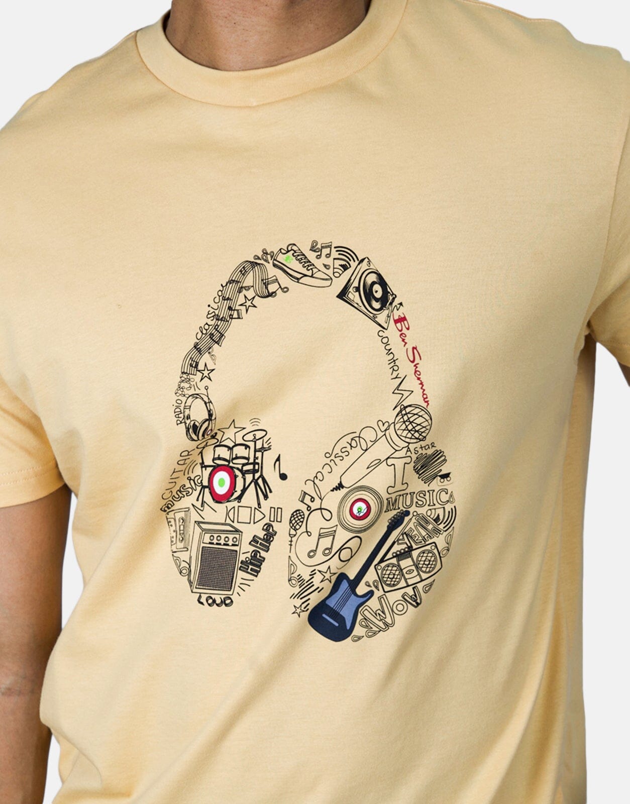 Ben Sherman Typography Headphones New Wheat T-Shirt - Subwear
