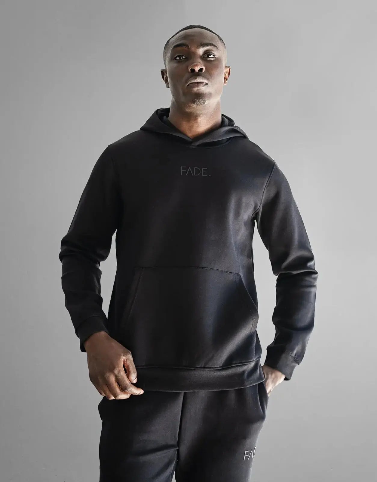 Fade Essential Hooded Black Sweatshirt - Subwear