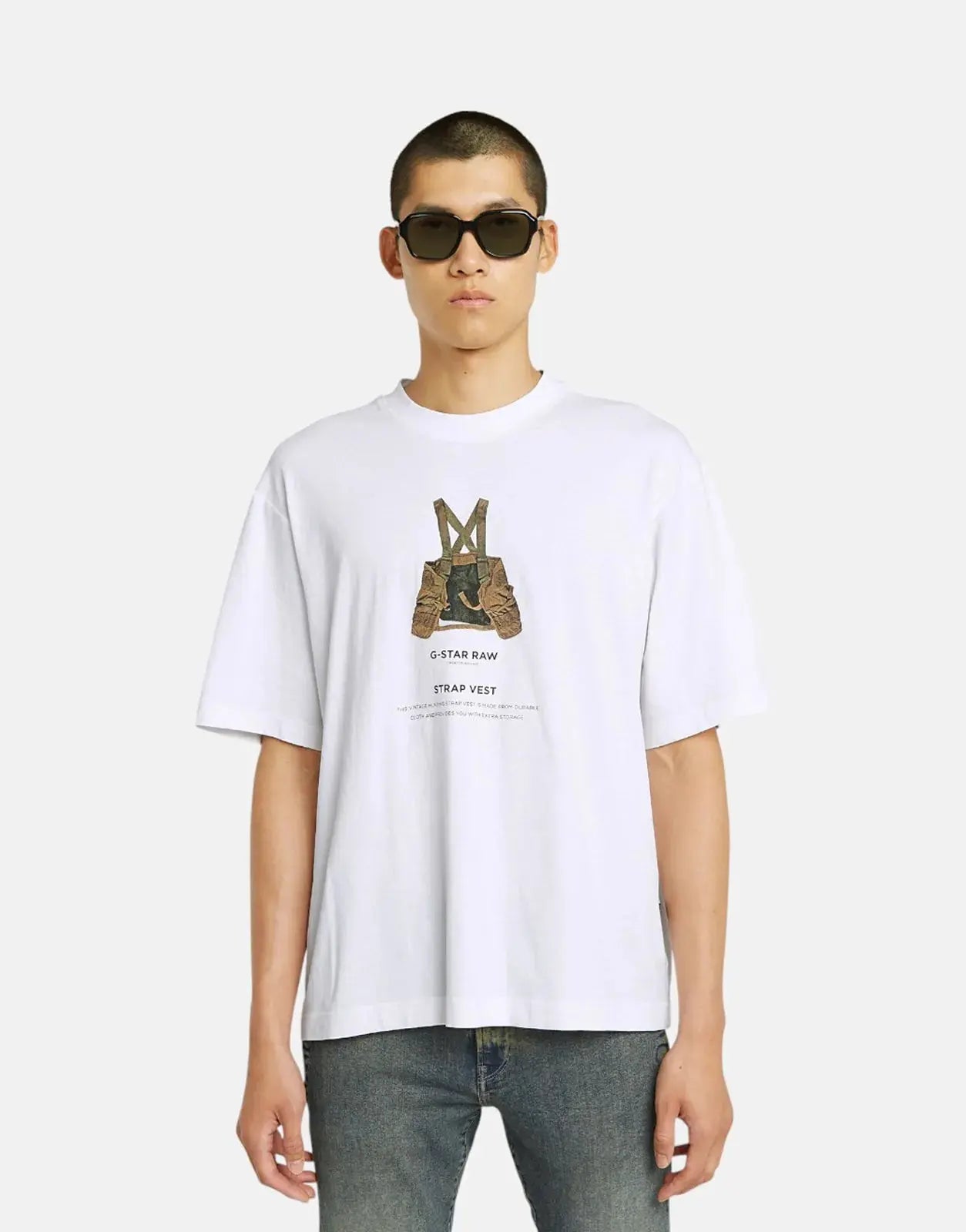G-Star RAW Archive Print Boxy White Strap T-Shirt - Subwear
