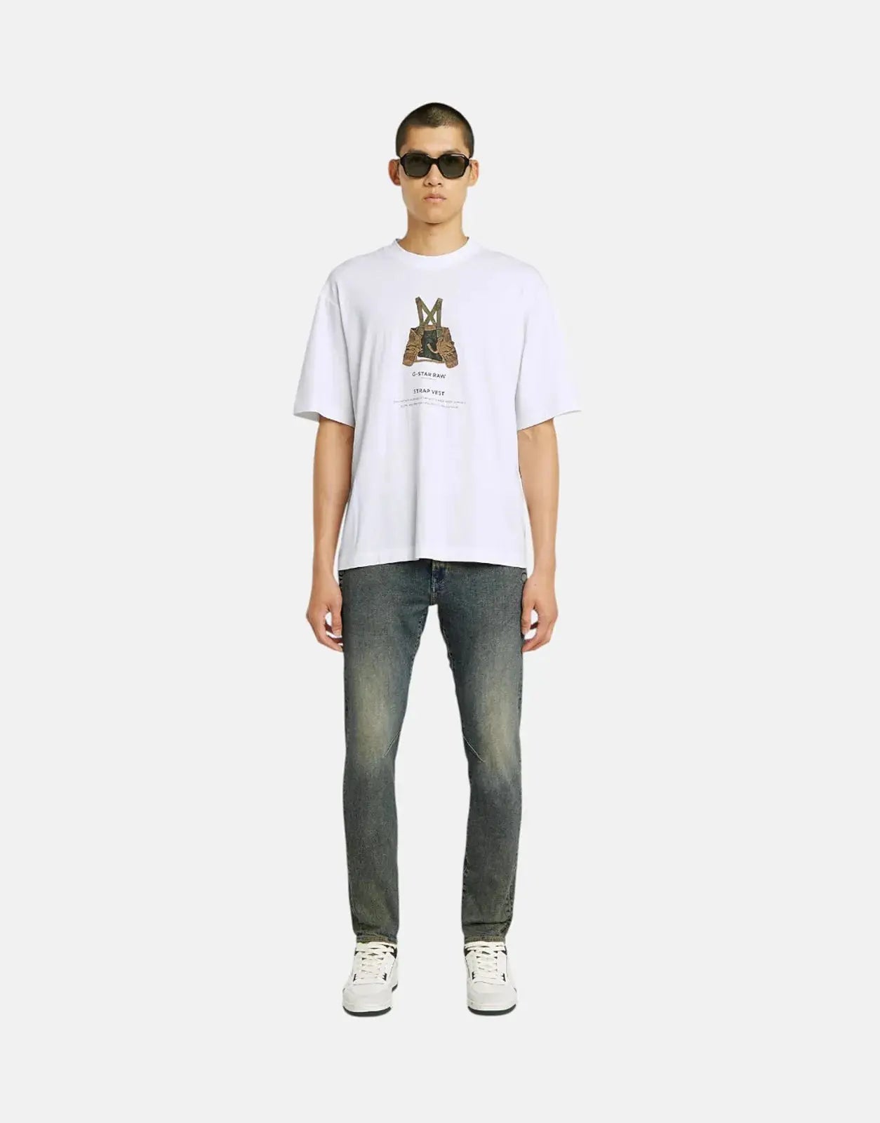 G-Star RAW Archive Print Boxy White Strap T-Shirt - Subwear