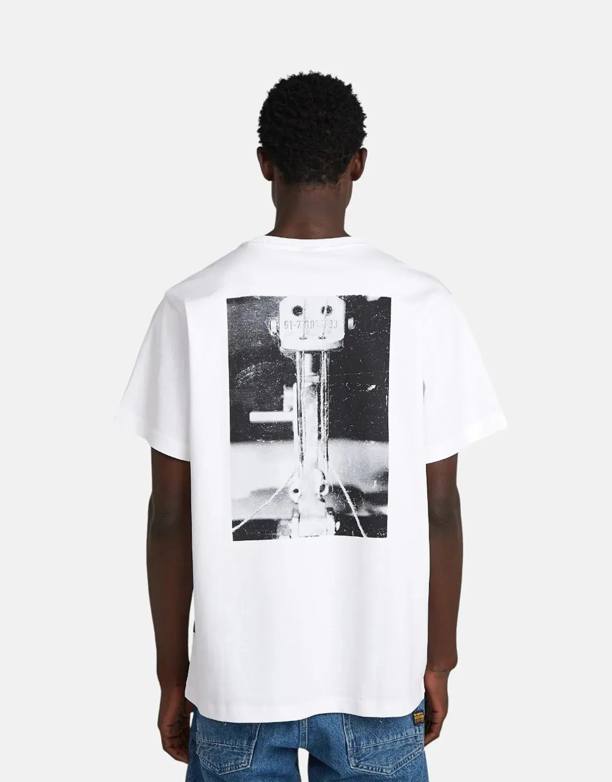 G-Star RAW Back Photo Loose Print White Sewing T-Shirt - Subwear