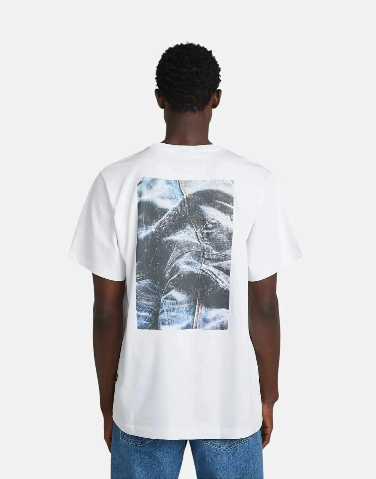 G-Star RAW Back Photo Print Loose White Knee Patch T-Shirt - Subwear
