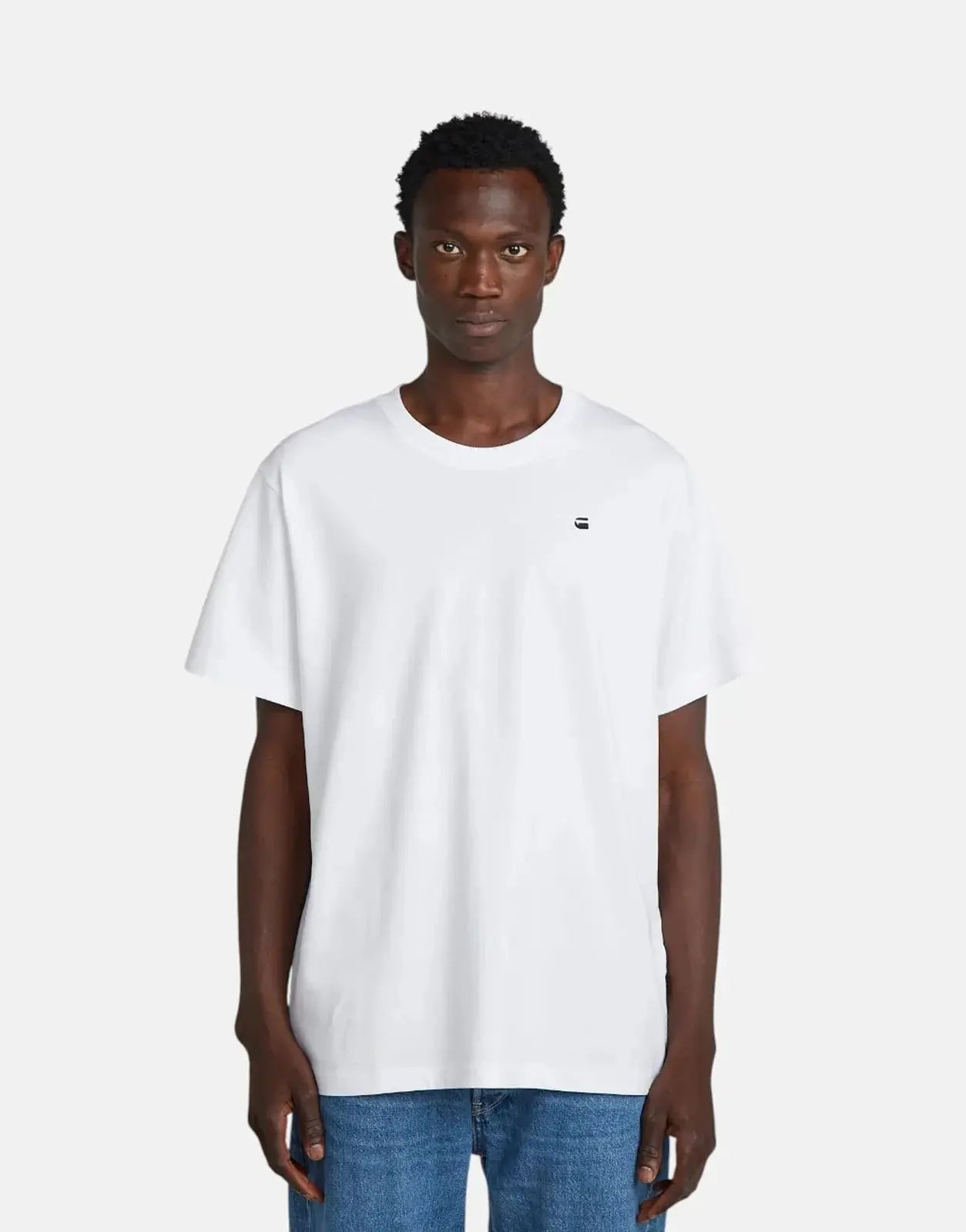 G-Star RAW Back Photo Print Loose White Knee Patch T-Shirt - Subwear