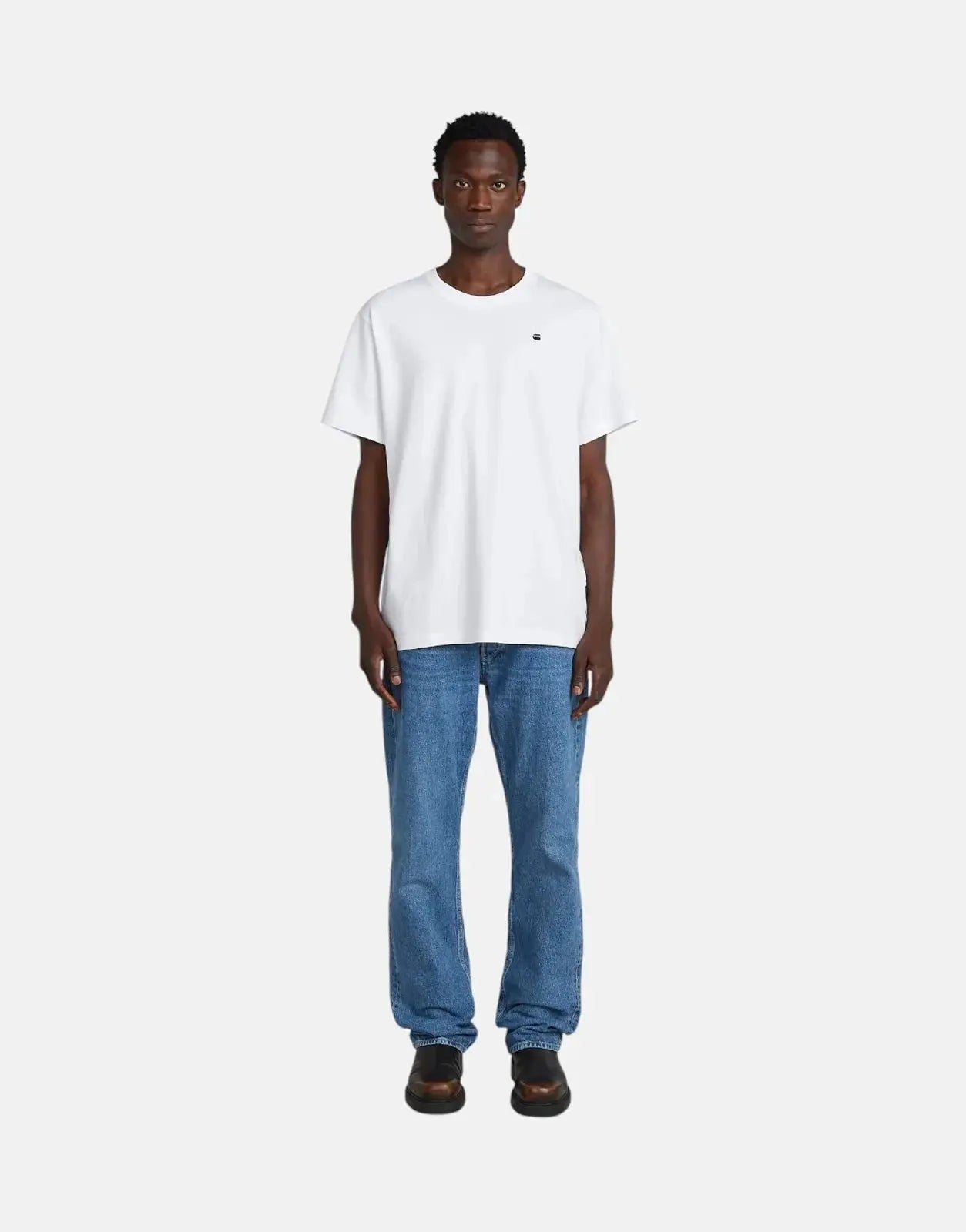 G-Star RAW Back Photo Print Loose White Knee Patch T-Shirt - Subwear