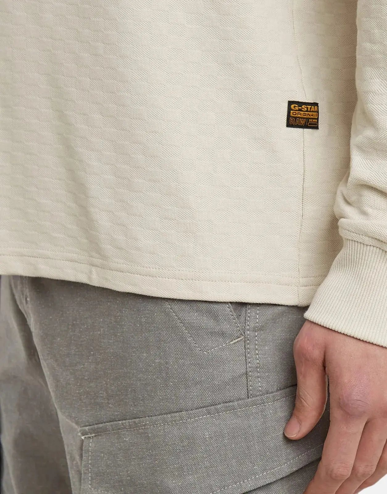 G-Star RAW Checquard Tweeter Half Zip Whitebait Sweatshirt - Subwear