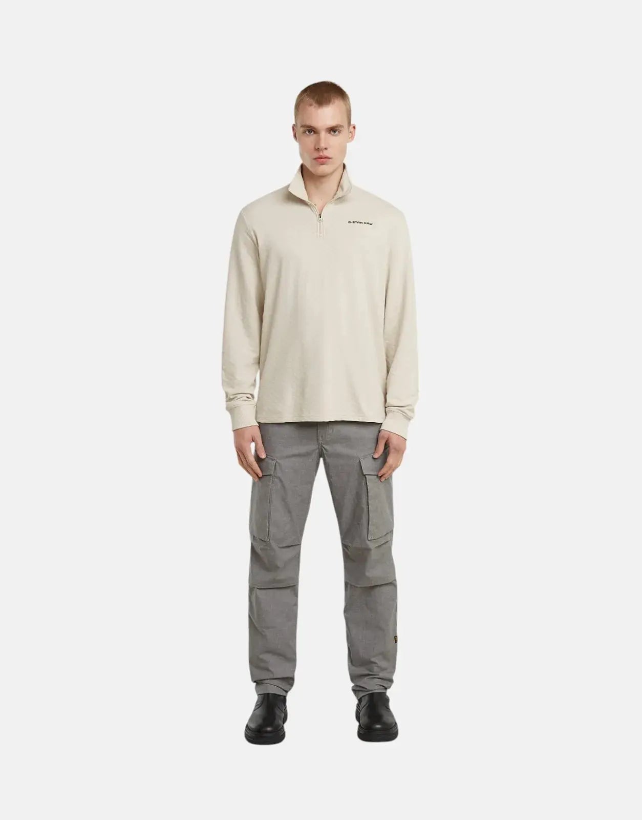 G-Star RAW Checquard Tweeter Half Zip Whitebait Sweatshirt - Subwear