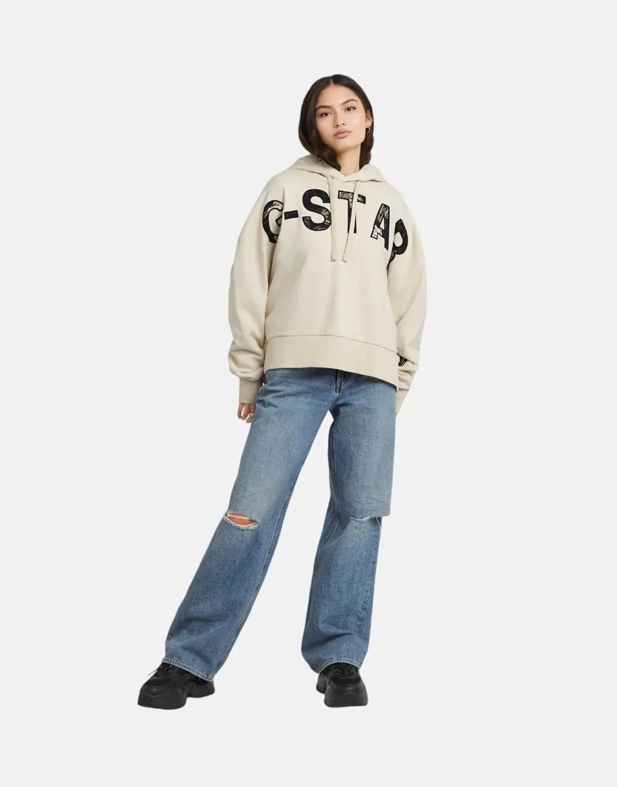 G-Star RAW Embro Print Oversized Hoodie Chalk - Subwear