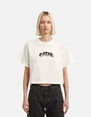 G-Star RAW Felt Logo Boxy Milk T-Shirt - Subwear