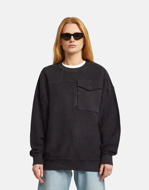 G-Star RAW Multi Pocket Mix Loose Cropped Black Sweater - Subwear