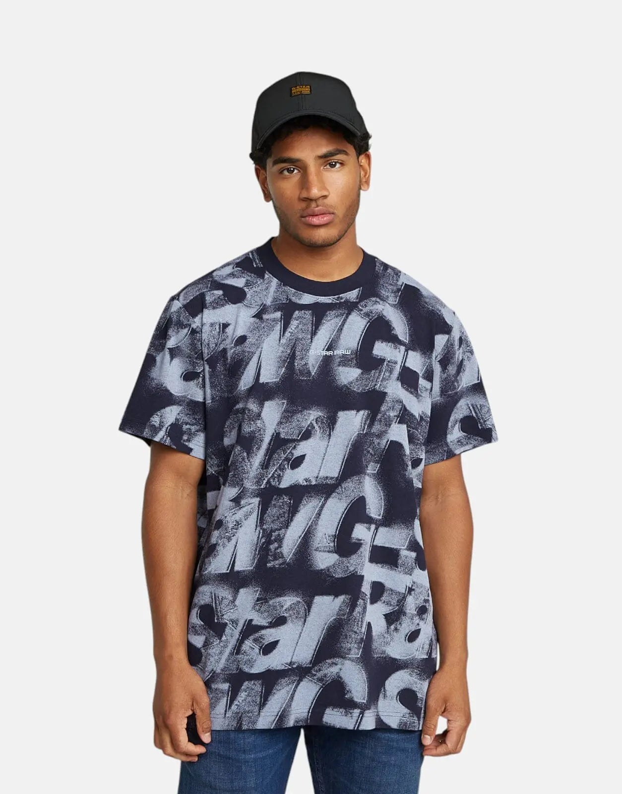 G-Star RAW Sprayed Letters Loose Osaka Blue T-Shirt - Subwear