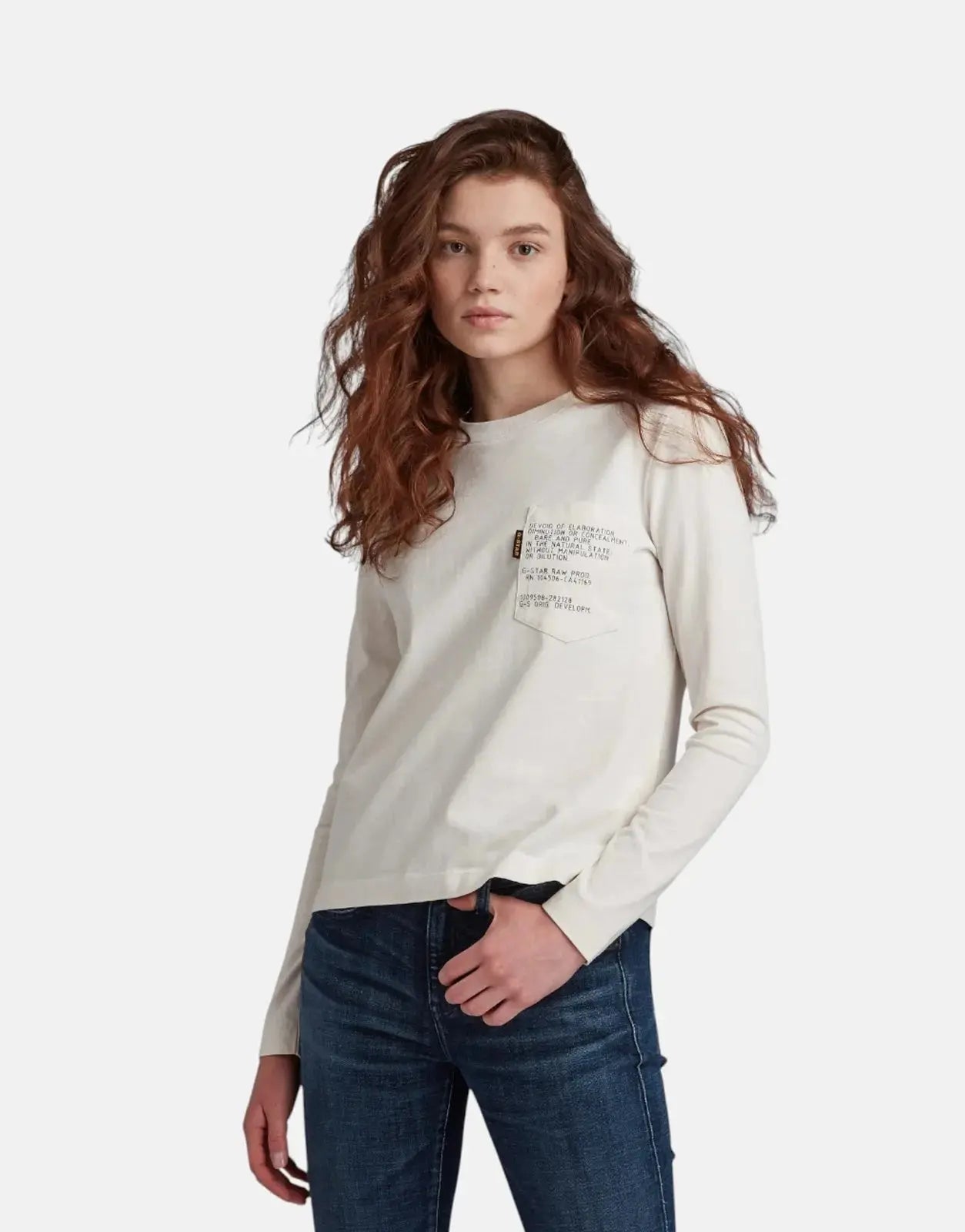 G-Star RAW Text Pocket Loose Milk Top - Subwear