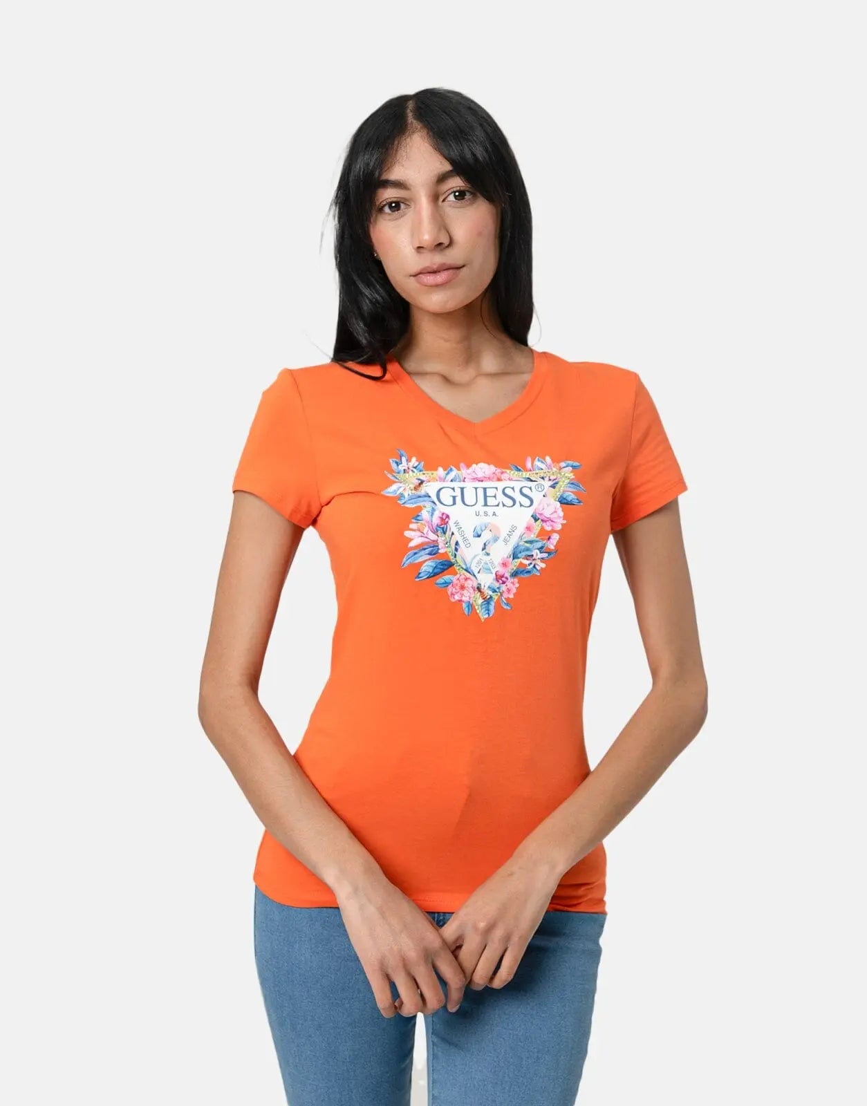 Guess Floral Tri T-Shirt Orange - Subwear