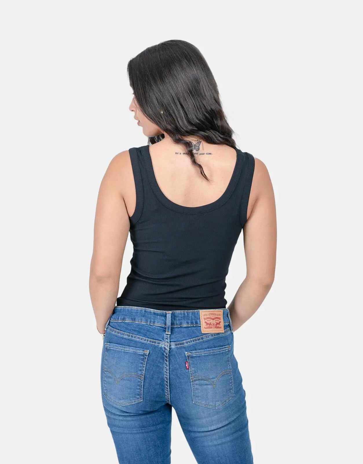 Guess Triangle Bling Rib Black Tank Top - Subwear