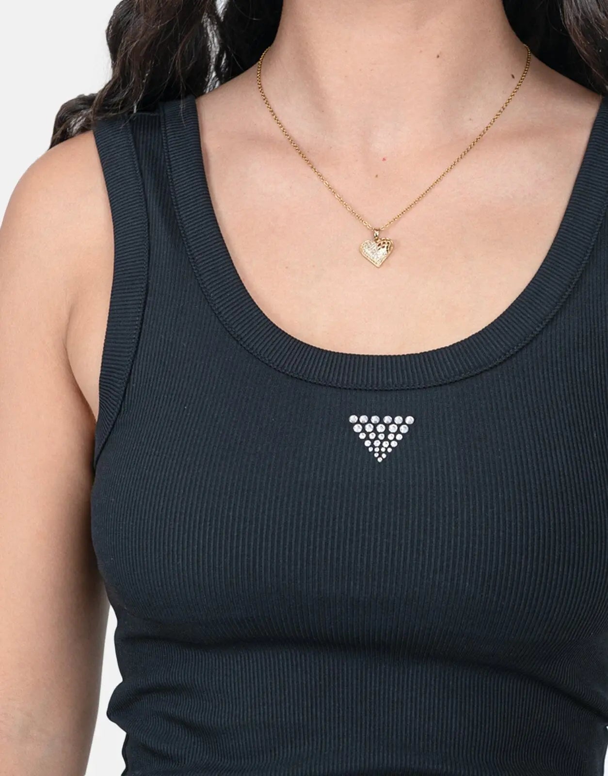 Guess Triangle Bling Rib Black Tank Top - Subwear
