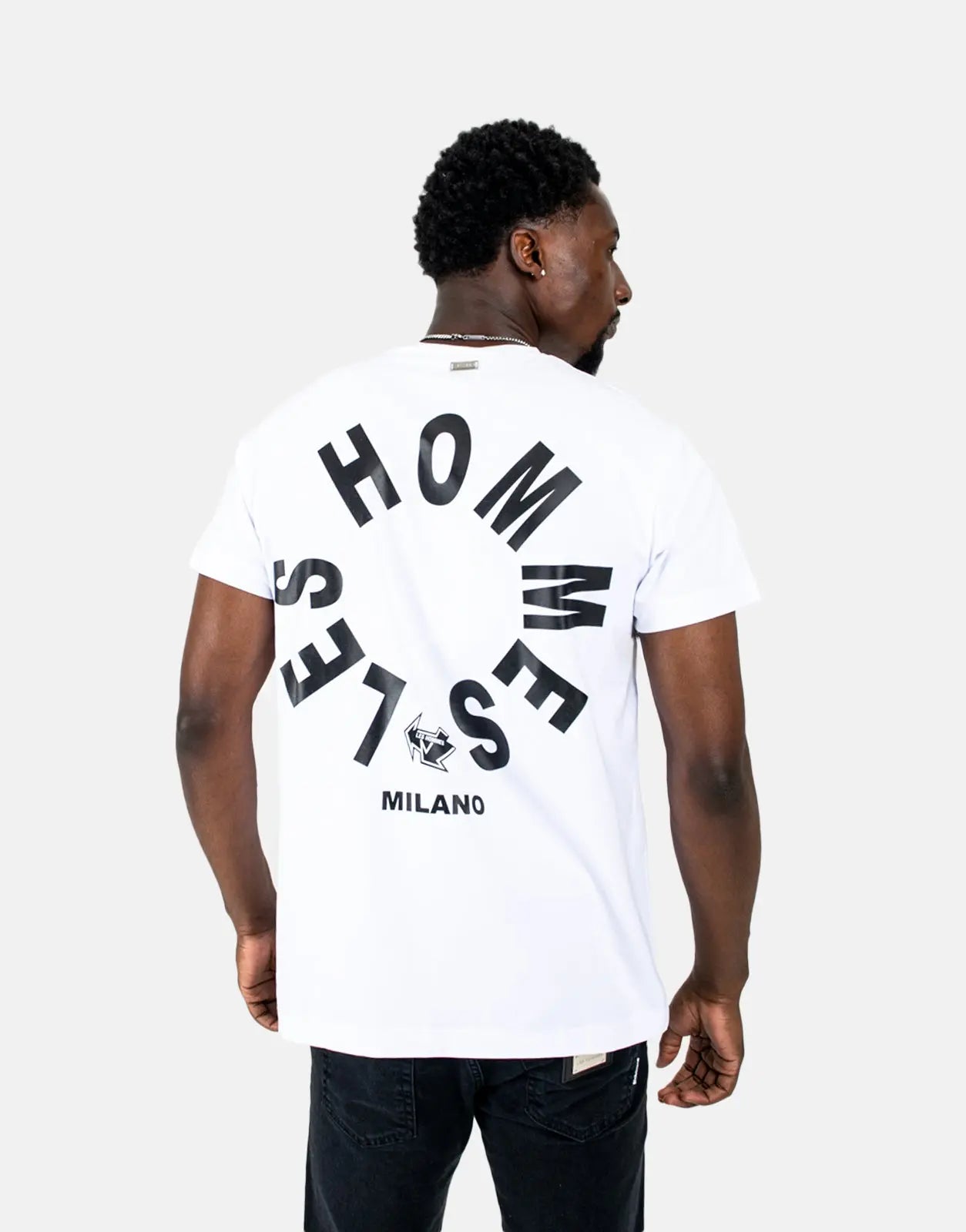 Les Hommes Arrow Back Print White T-Shirt - Subwear