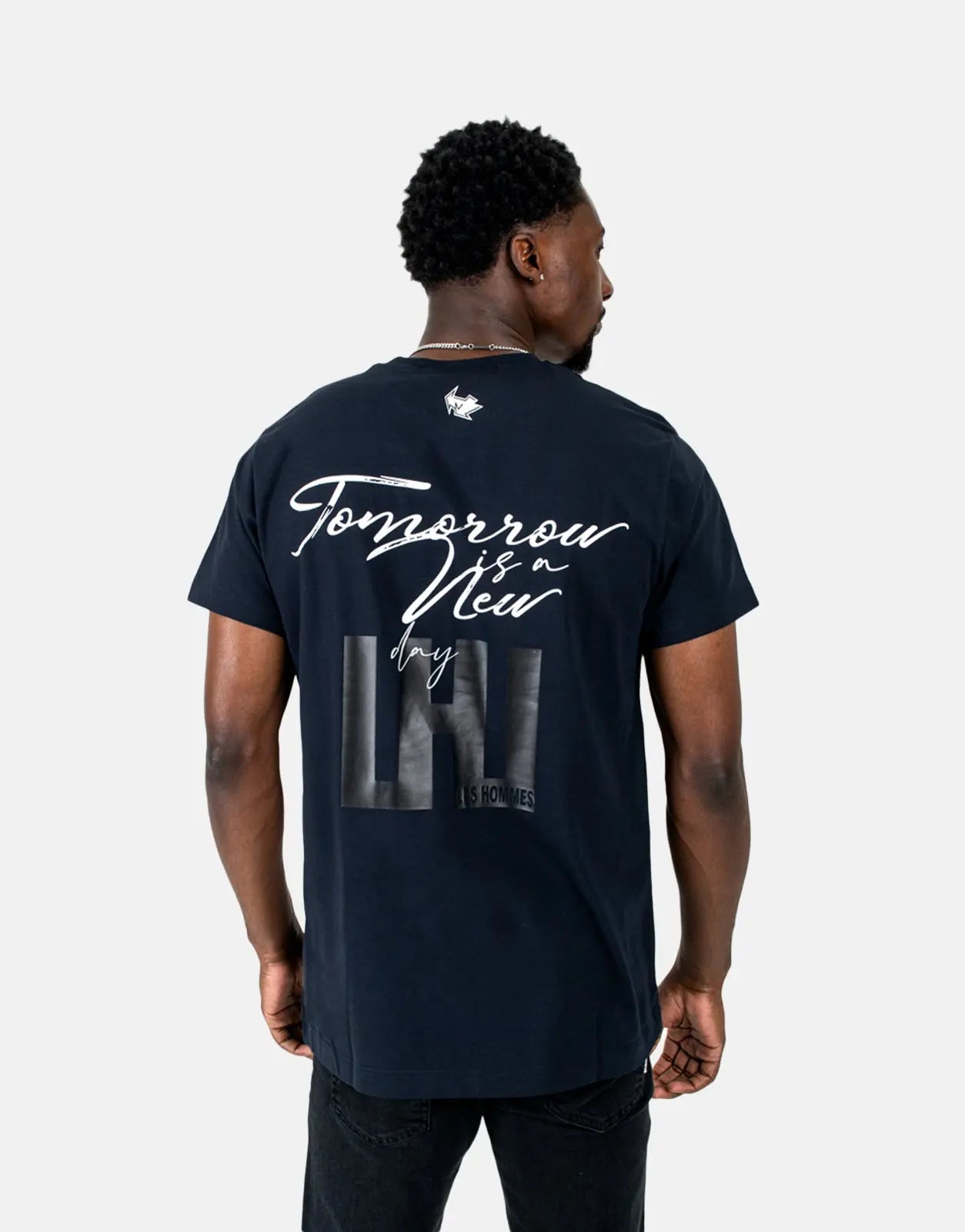 Les Hommes Box Print Navy T-Shirt - Subwear