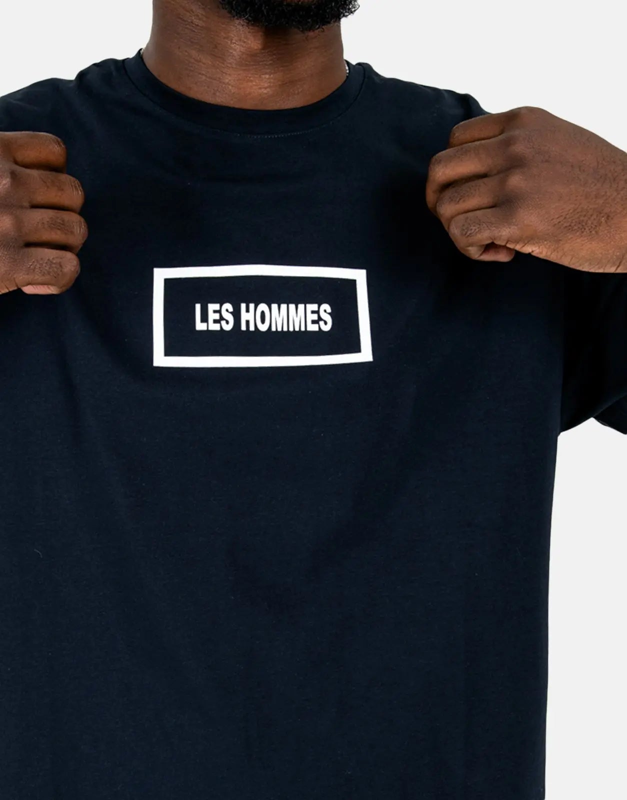 Les Hommes Box Print Navy T-Shirt - Subwear