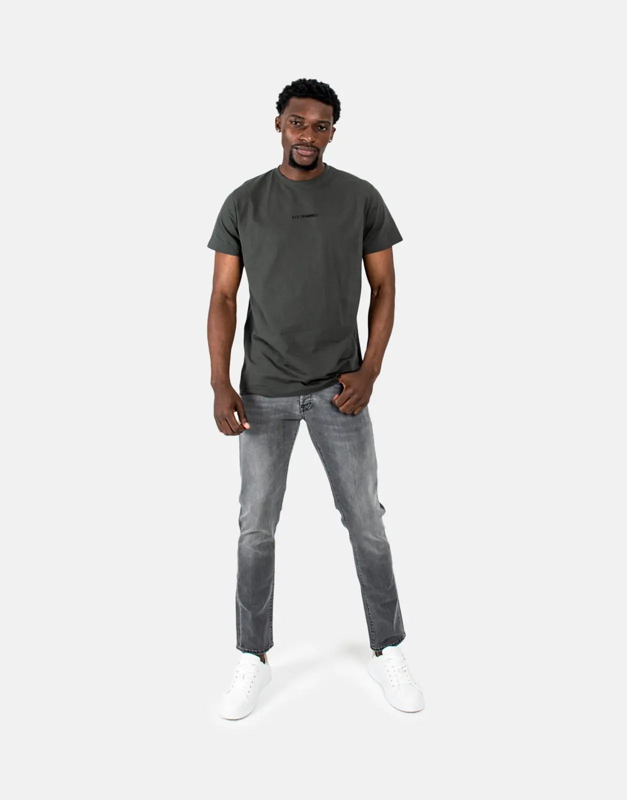 Les Hommes Centre Print Mil Green T-Shirt - Subwear