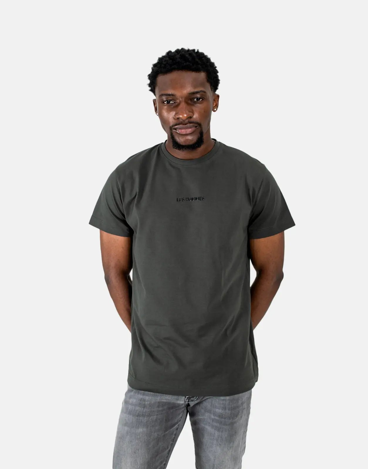 Les Hommes Centre Print Mil Green T-Shirt - Subwear
