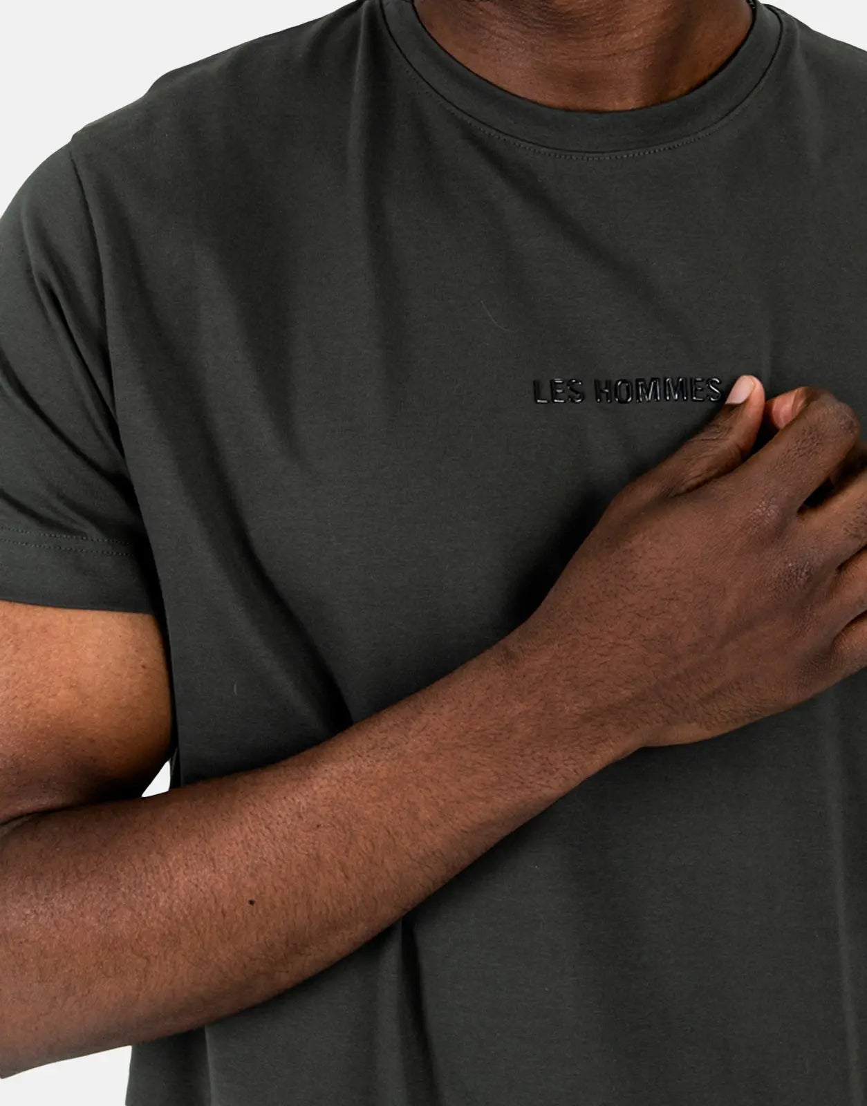 Les Hommes Centre Print Mil Green T-Shirt - Subwear