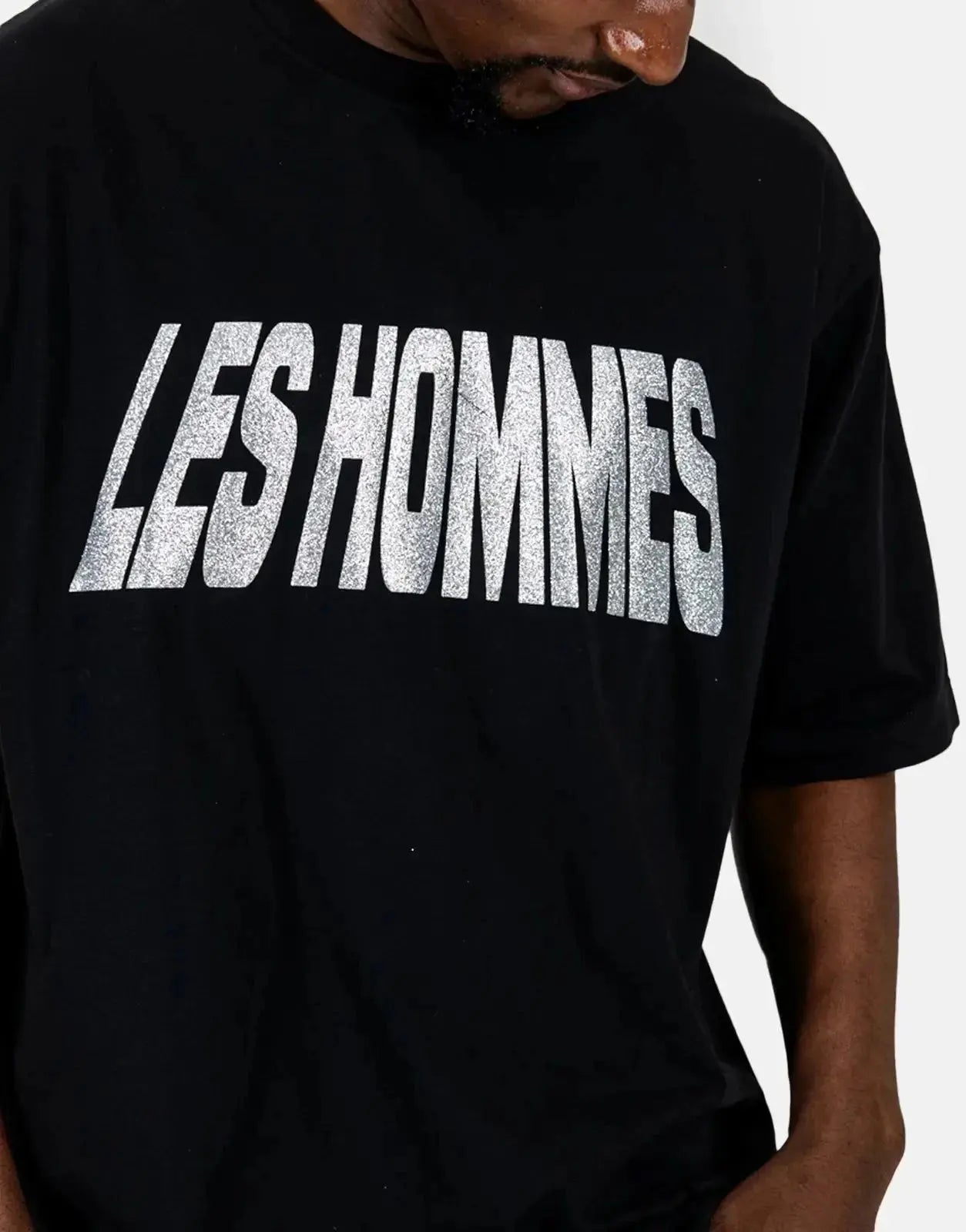 Les Hommes Glitter Print Black T-Shirt - Subwear