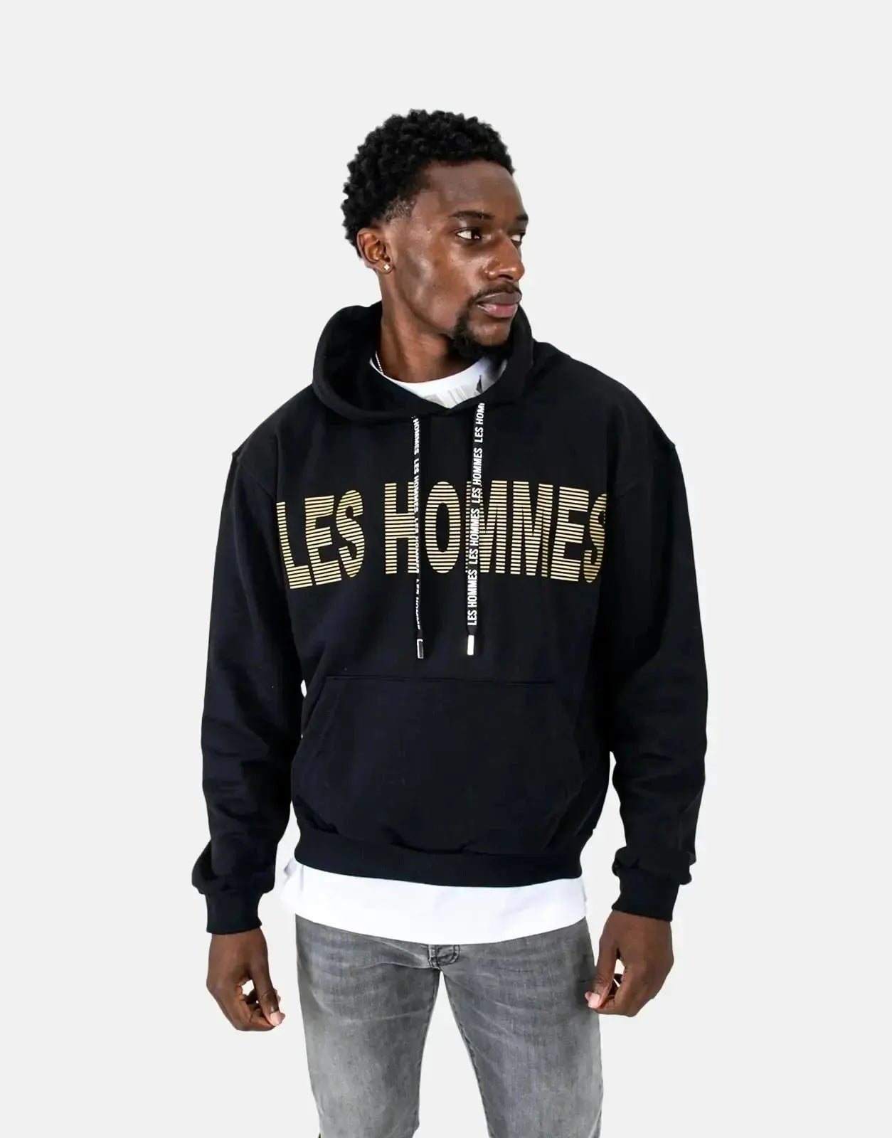 Les Hommes Graphic Hooded Black Sweatshirt - Subwear