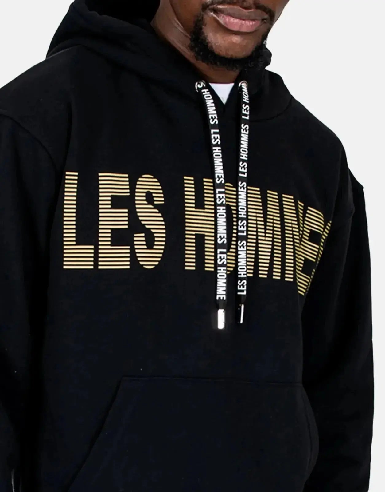 Les Hommes Graphic Hooded Black Sweatshirt - Subwear