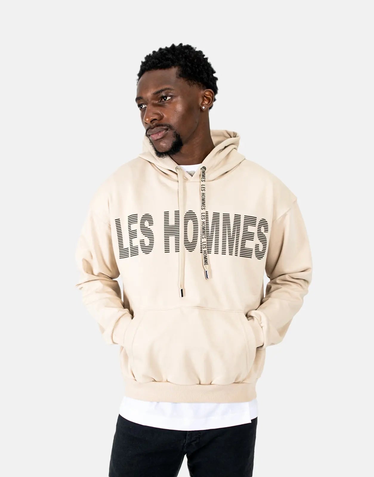 Les Hommes Graphic Hooded Stone Sweatshirt - Subwear
