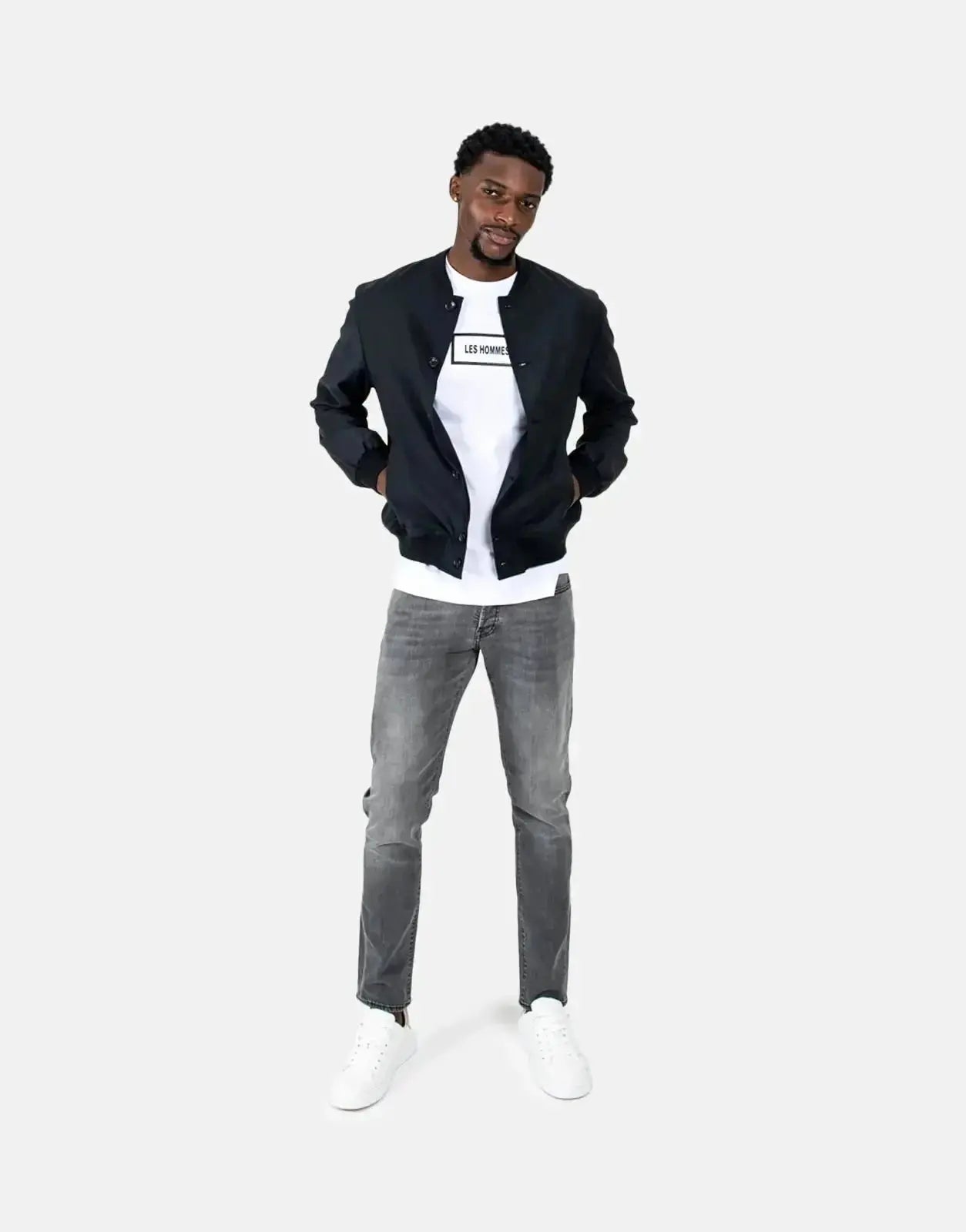 Les Hommes Lightweight Black Bomber Jacket - Subwear
