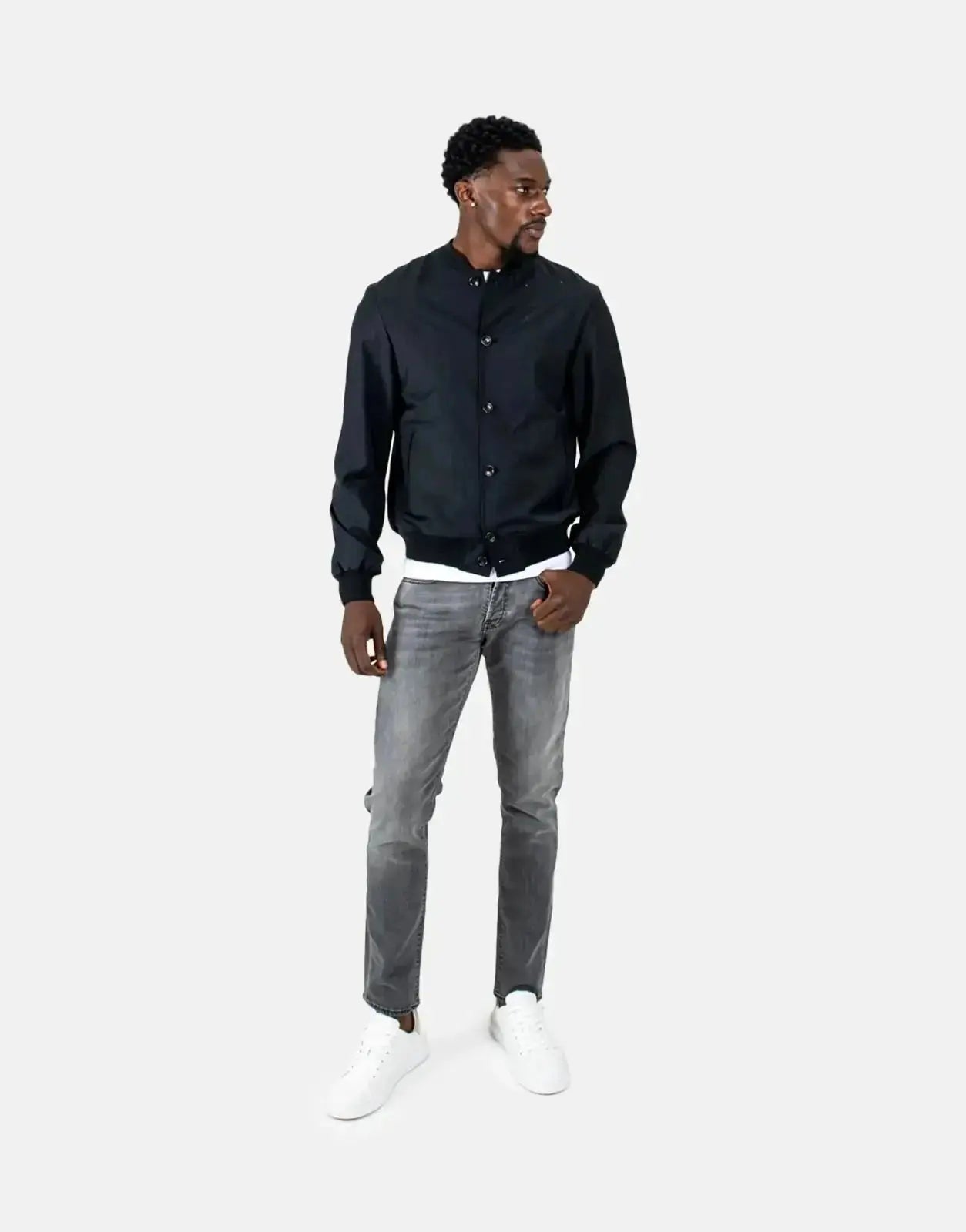 Les Hommes Lightweight Black Bomber Jacket - Subwear