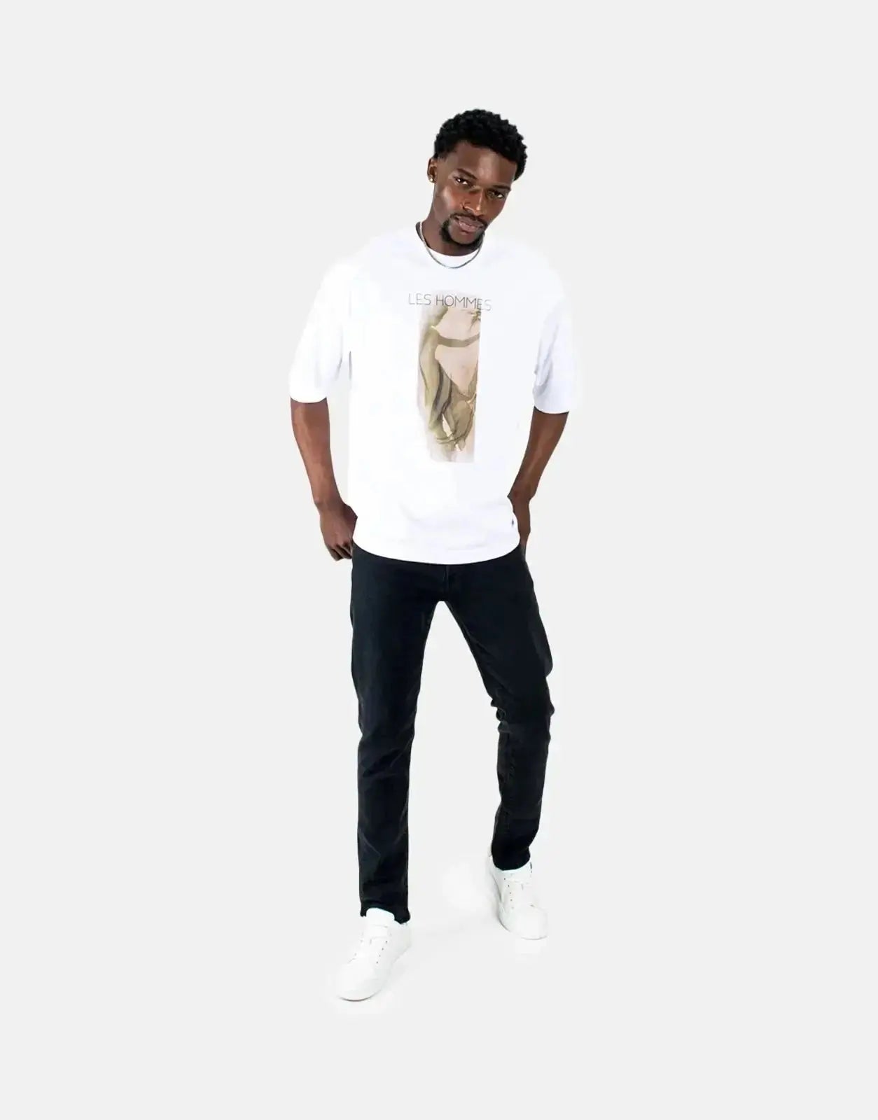 Les Hommes Shadow Graphic White T-Shirt - Subwear