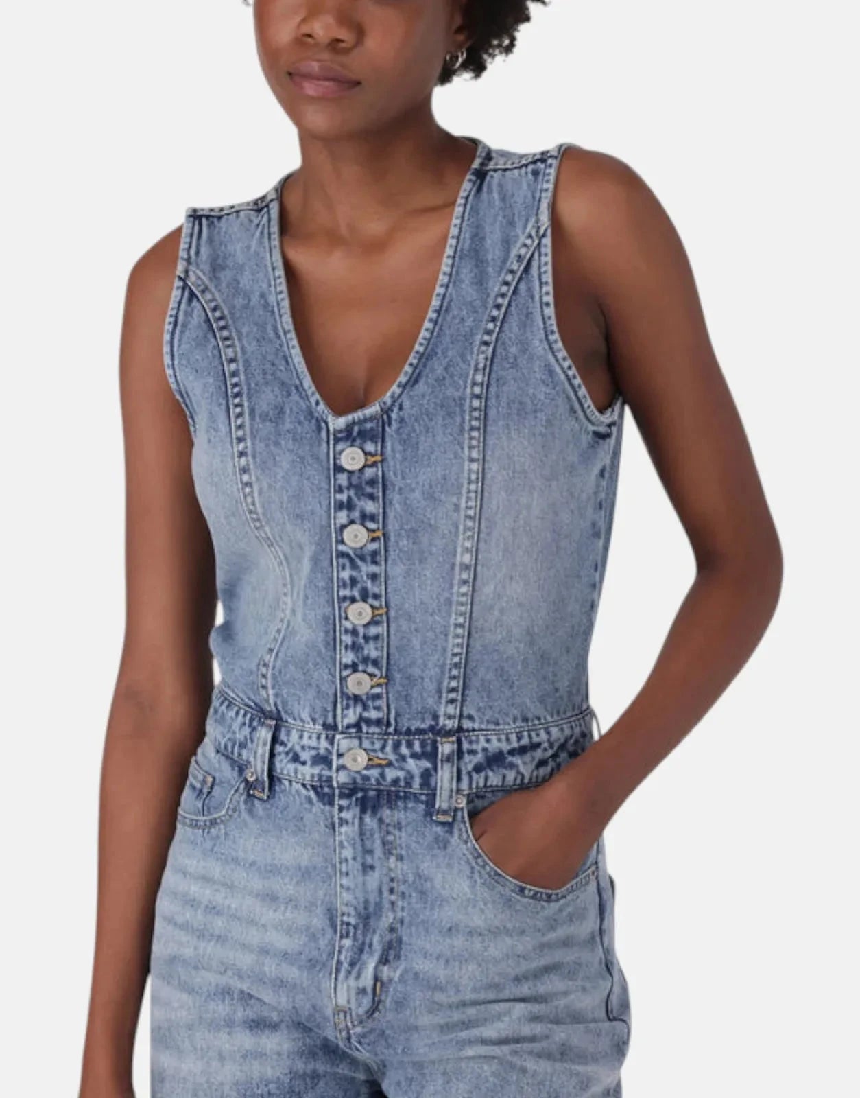 Levi's Denim Vest Wide Leg Dive Deep Jumpsuit - Subwear