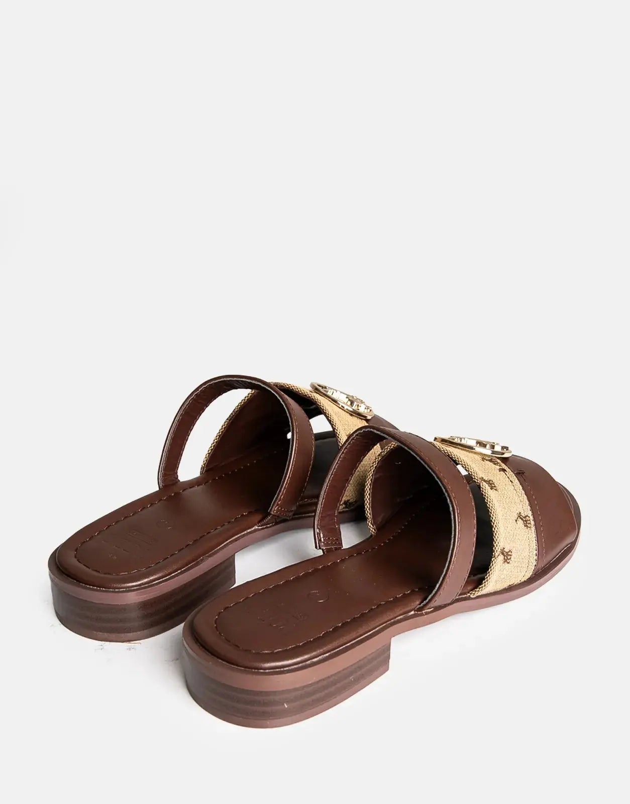 Polo Circle Trim Tan Slide Polo